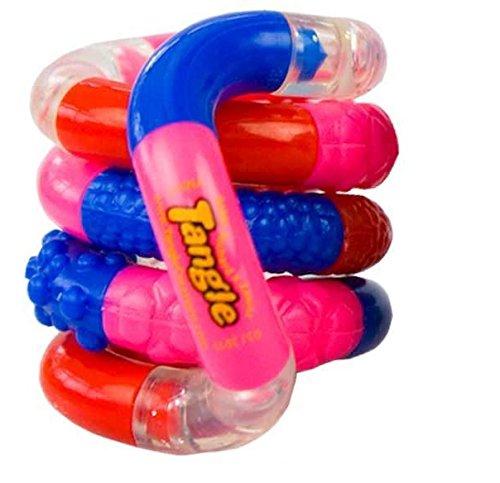 TANGLE Tangle Jr. Brain Tools Textured Sensory Fidget Toy, 3 Pack, Green Yellow Black, Blue Orange Green, Red Pink Blue