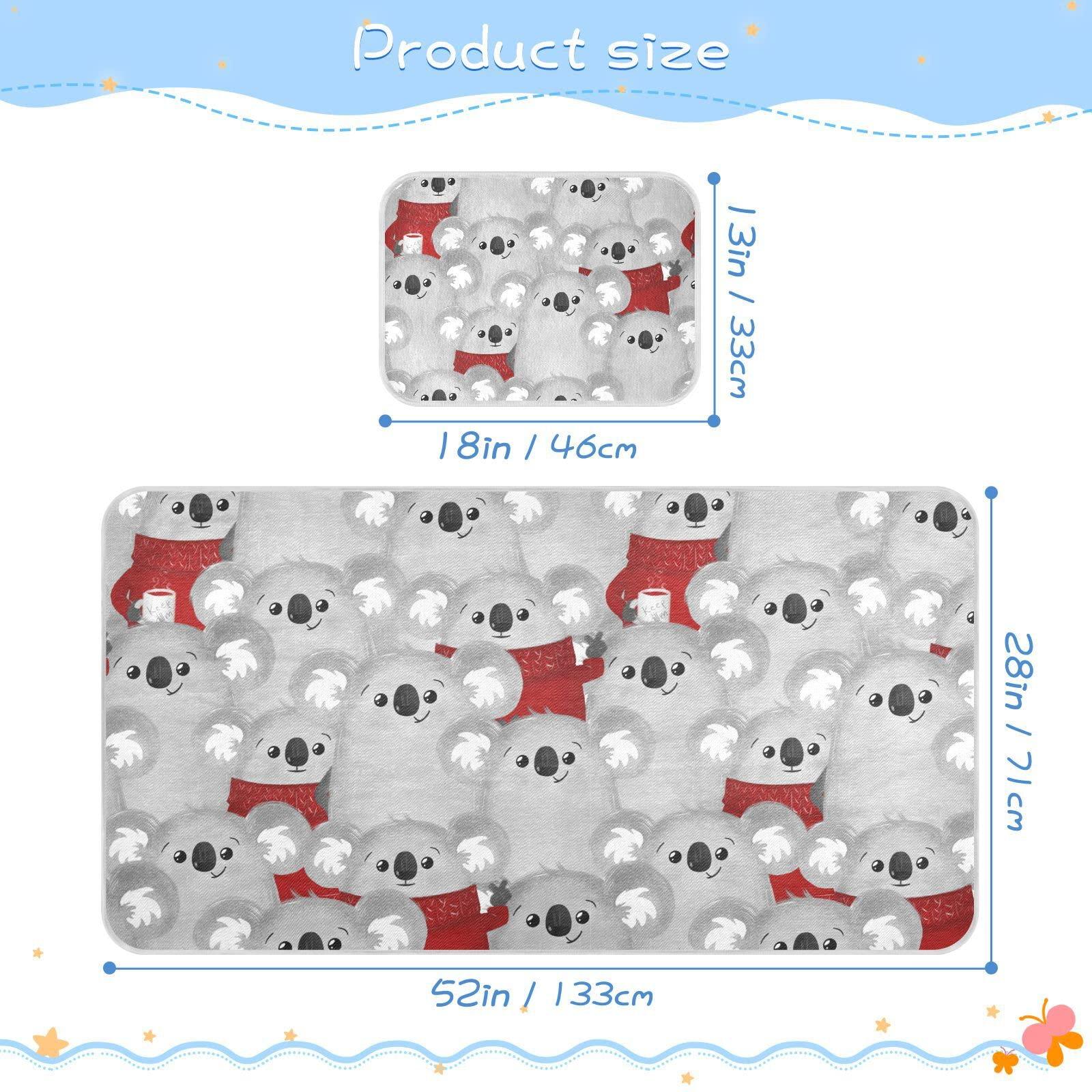 Wfrish Crib Cooling Mattress Protector Cute Koala Grey Baby Bed Mat Mattress Cover Cartoon Animal Toddler Sleeping Mattress Pads Breathable Summer Soft Newborn Ice Silk Mat 52"x 28"