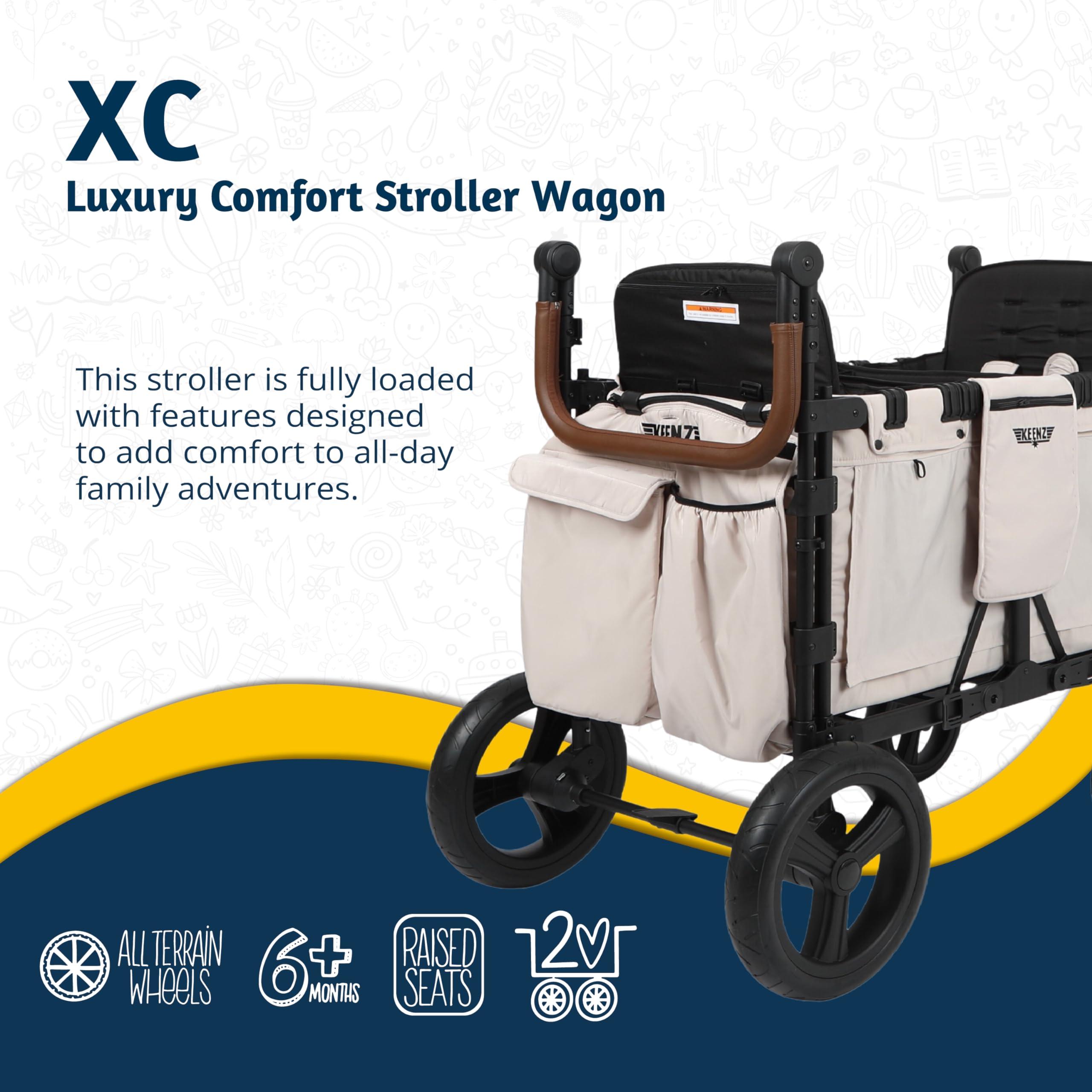 Keenz Keenz XC 2.0 - Luxury Comfort Stroller Wagon | Foldable 2 Passenger Double Seater with Adjustable Canopy | Cream