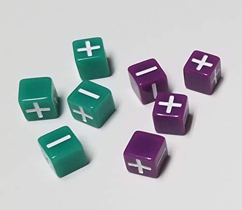 quEmpire Gaming 10mm Green & Purple Fate Fudge Dice / 8 Very Small Dice