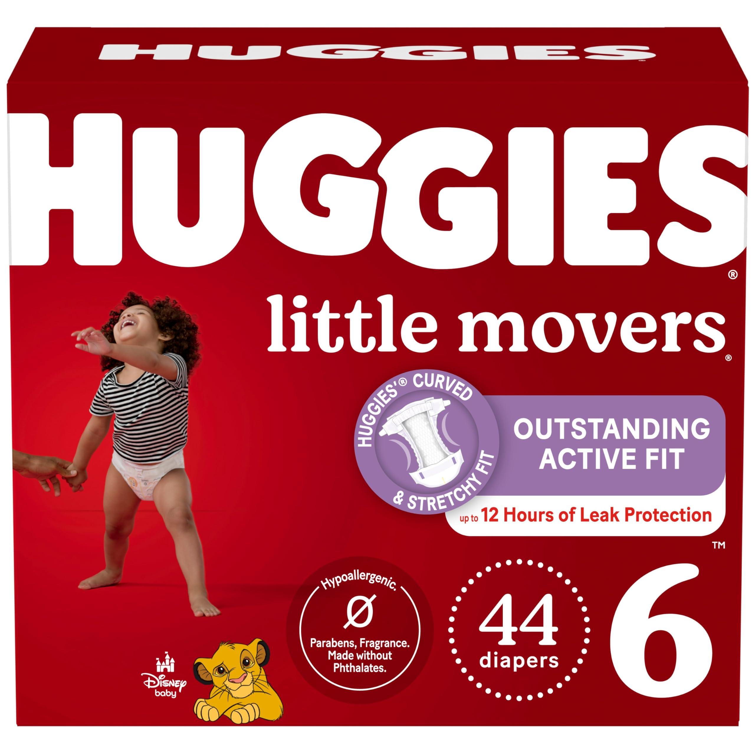 HUGGIES Huggies Size 6 Diapers, Little Movers Baby Diapers, Size 6 (35+ lbs), 44 Count