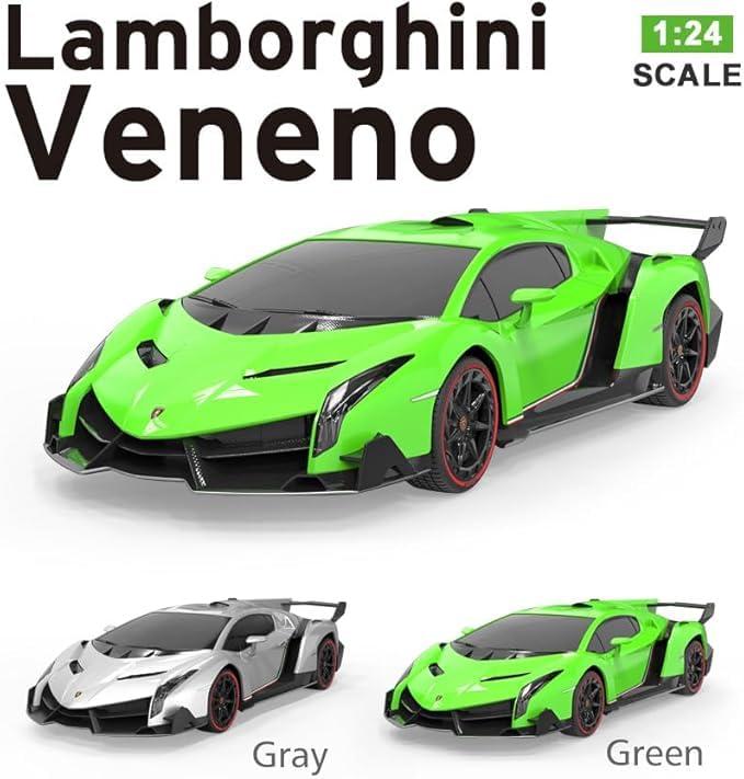 Vinie Vinie Remote Control Car for Boys, RC Cars Lamborghini, 1:24 Scale Officially Licensed Kids Toys, Lambo Veneno Drift Car with Cool Led Lights, 4 5 6 7 8 9 10 11 12 Year Old Boy Birthday Gift (Silver)