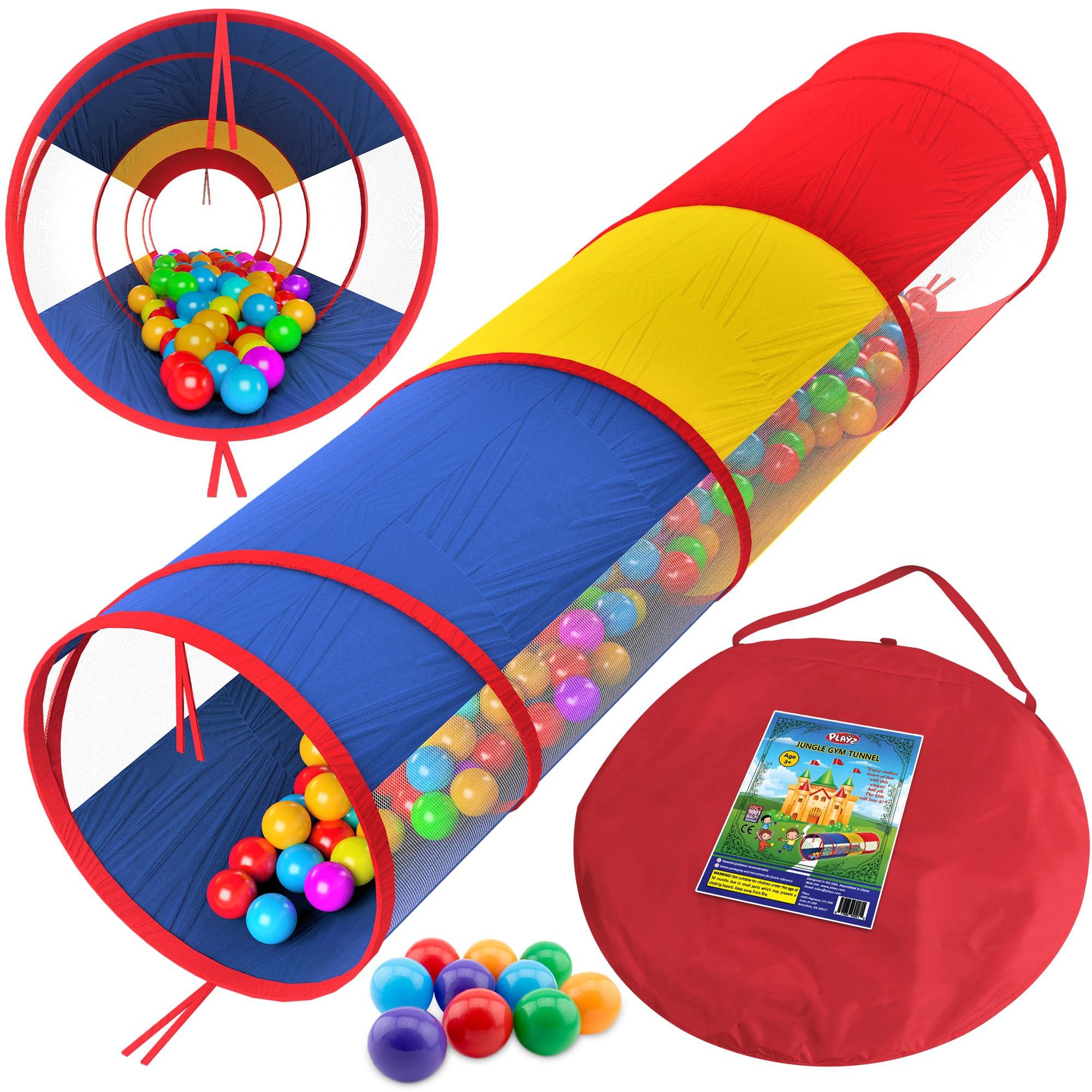 Playz Playz Extra-Large Play Tunnel for Toddlers 1-3 Years Pop-Up Baby Crawl Tube, Sensory Activity, Indoor & Outdoor Kids Toy, Collapsible for Easy Storage