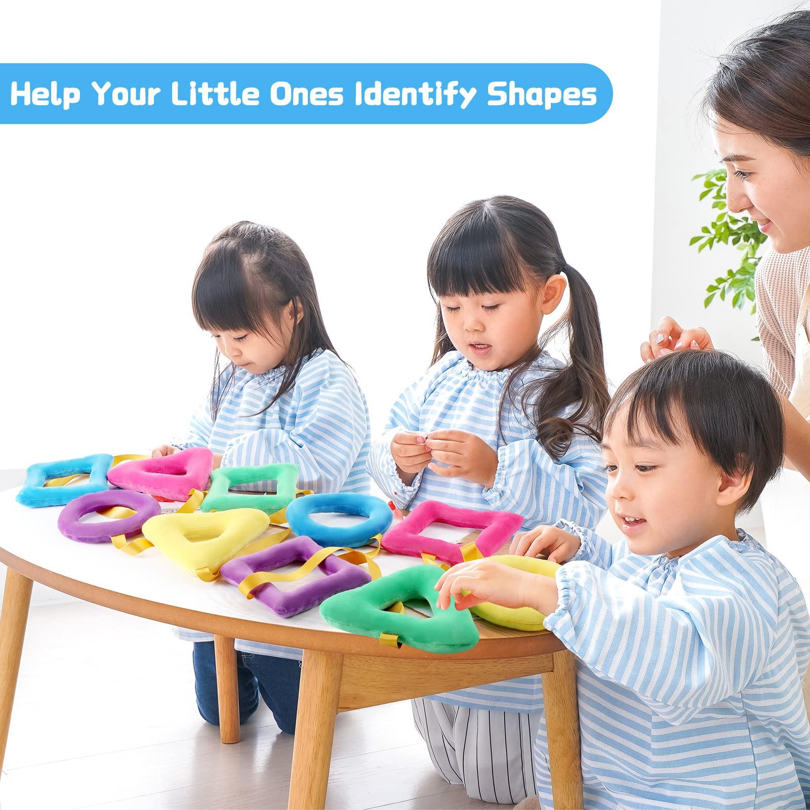 Woanger Shapes Walking Rope for Preschool Walking Rings for Toddlers 100th Day of School 10 Colorful Handles Leash for Toddler Class Line Rope 165'' Long Keep Children Calm and Line Classroom Supplies (1)