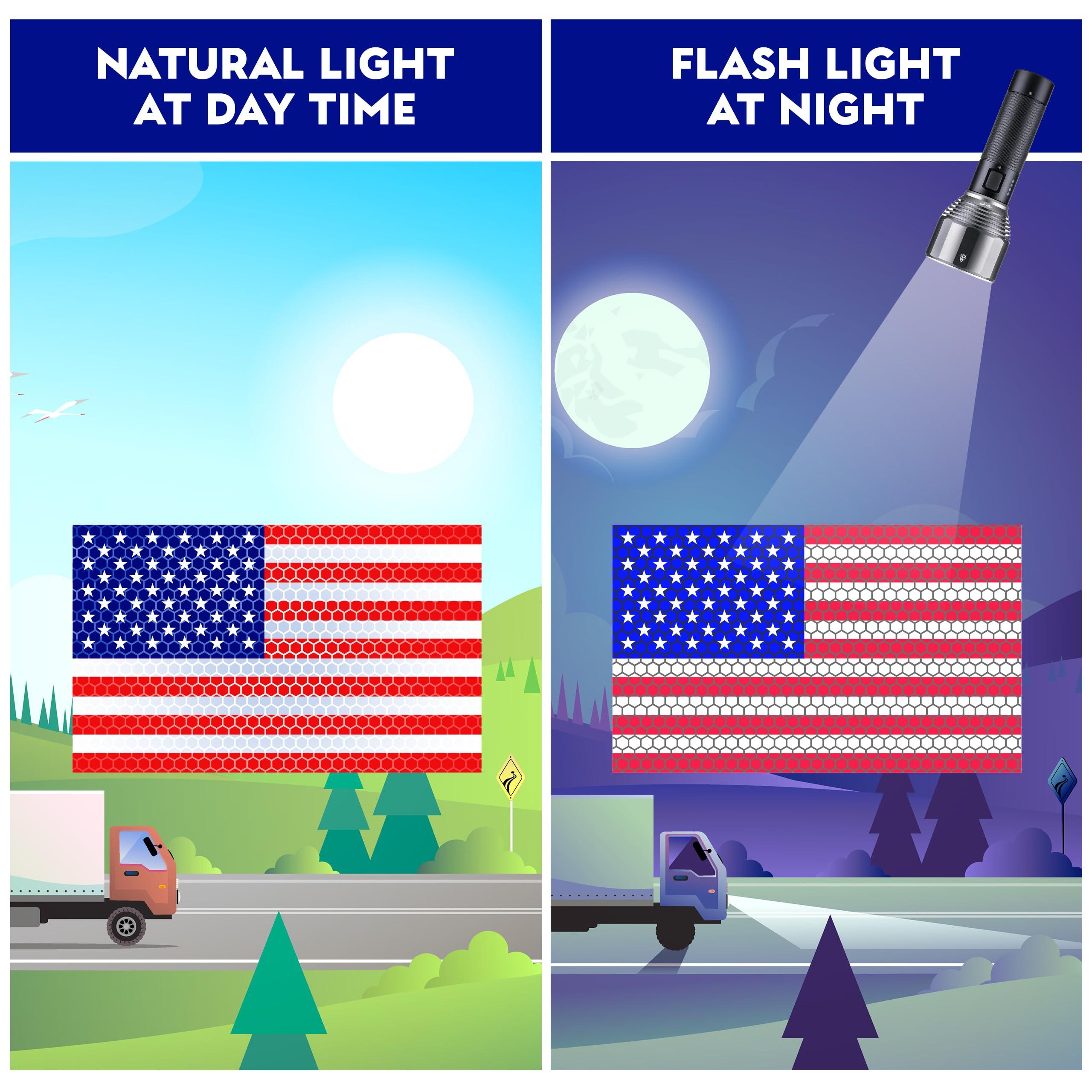 Generic (4 Pack) Professional (Original) Reflective American Flag Sticker (6x4) Inches - American Flag Decal - American Flag Stickers Decals for Car Bumper Truck, Window Small Auto Vehicles Helmet -