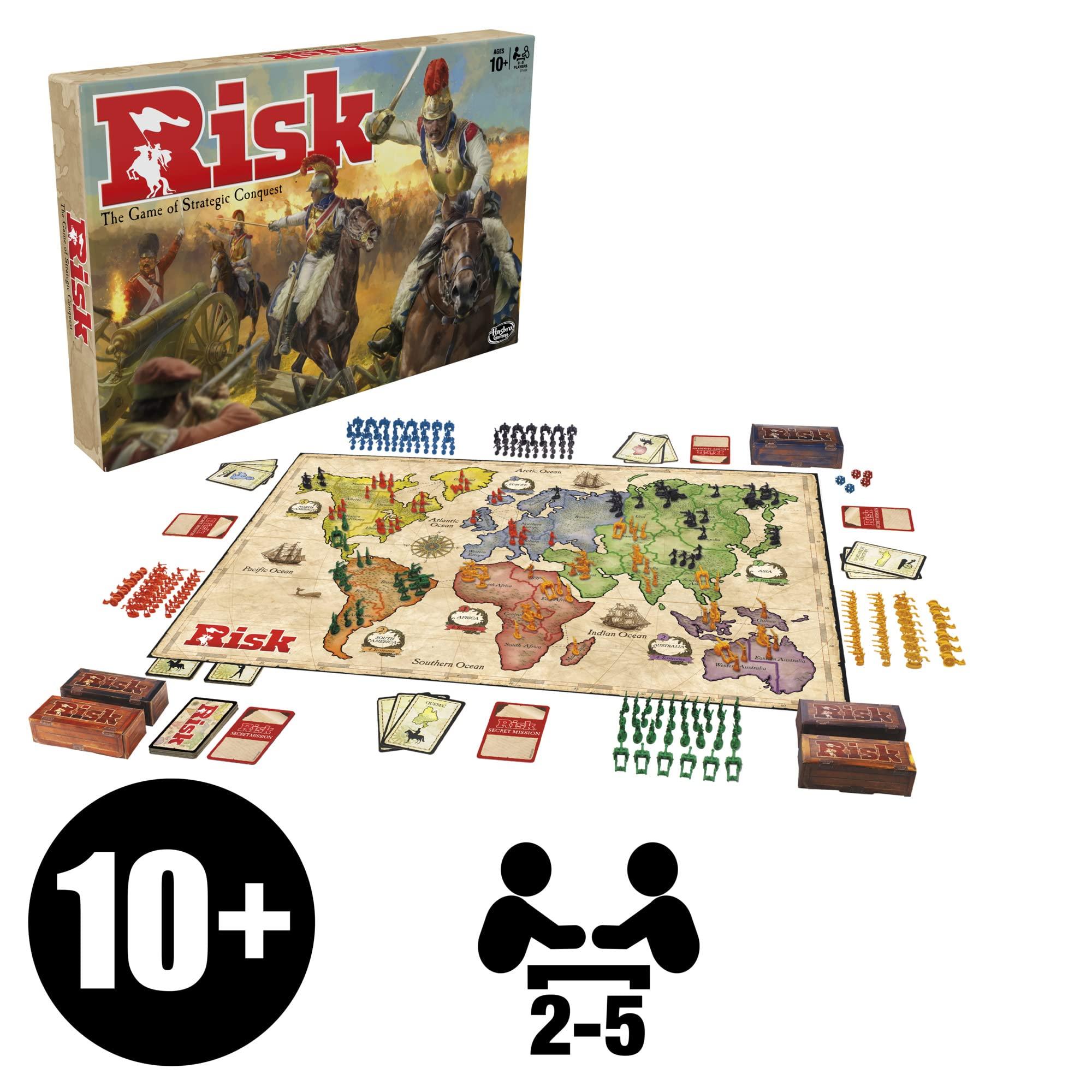 Hasbro Gaming Risk Board Game, Strategy Games for 2-5 Players, Strategy Board Games for Teens, Adults, and Family, War Games, Ages 10 and Up