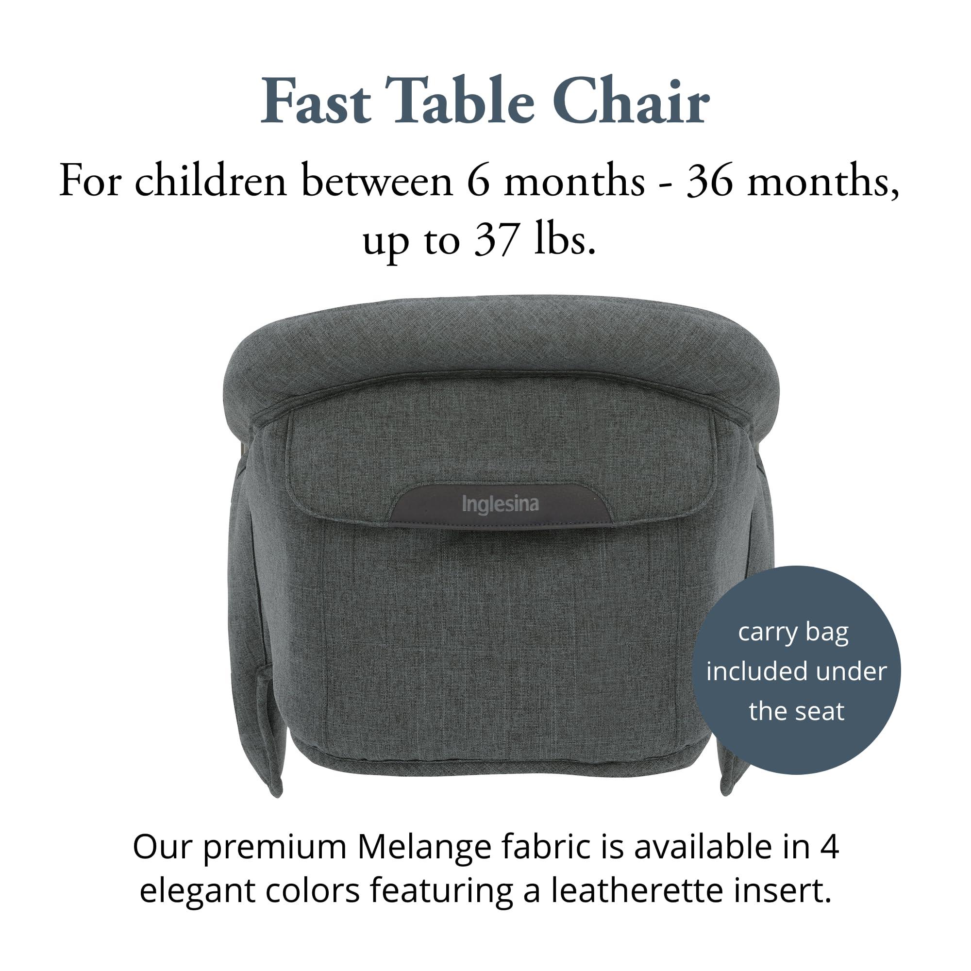 Inglesina Inglesina Fast Table Chair, Charcoal Gray Melange - Portable High Chair for Baby & Toddlers 6-36 Months - Fits Tables 0.8'' - 3.5'' - Collapsible & Compact Design Space Saving - Travel Bag Included