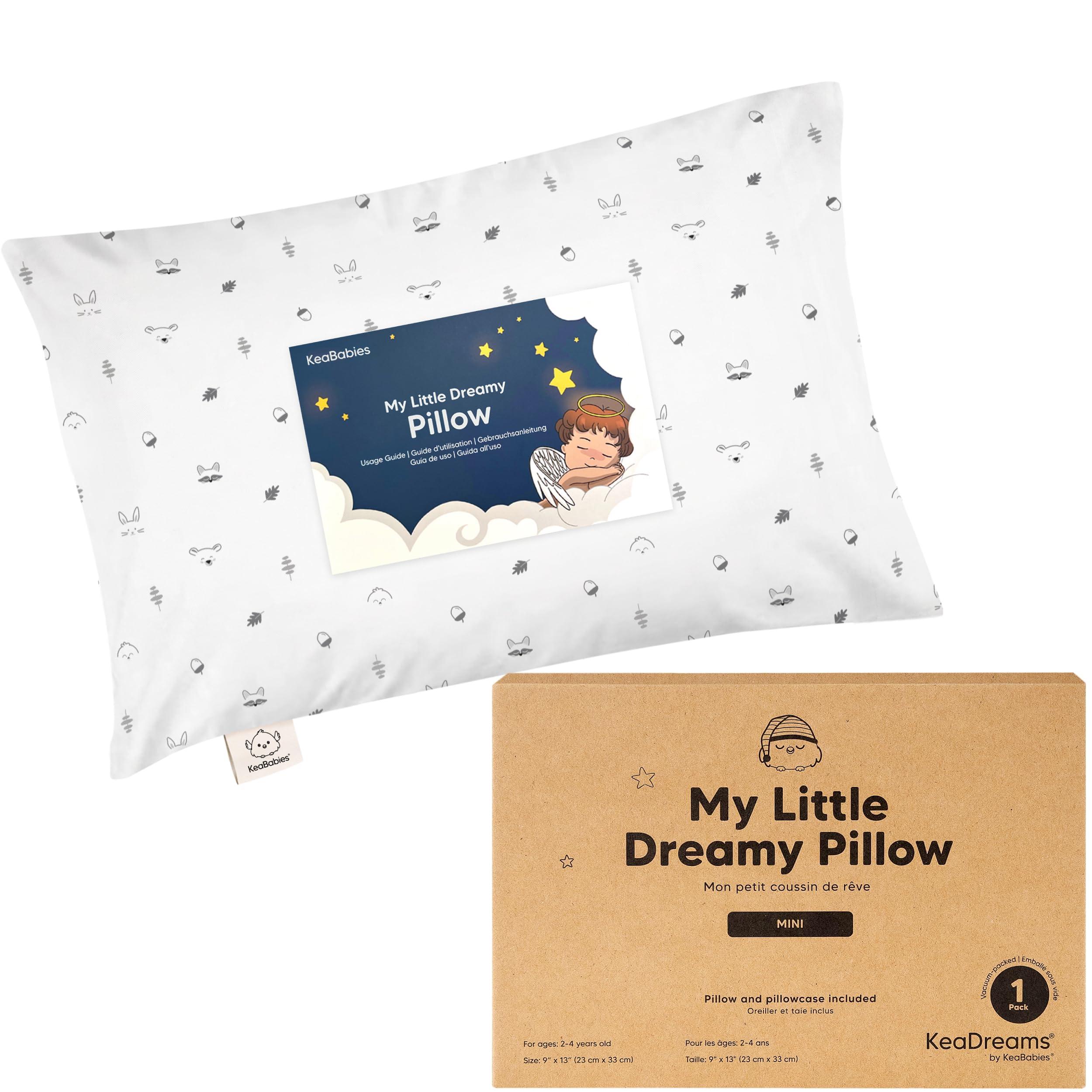 KeaBabies Mini Toddler Pillow with Pillowcase - 9x13 My Little Dreamy Mini Pillow, Organic Toddler Pillows for Sleeping, Kids Pillow, Small Pillows, Travel Pillows for Sleeping, Toddler Bed Pillows (Acorn)