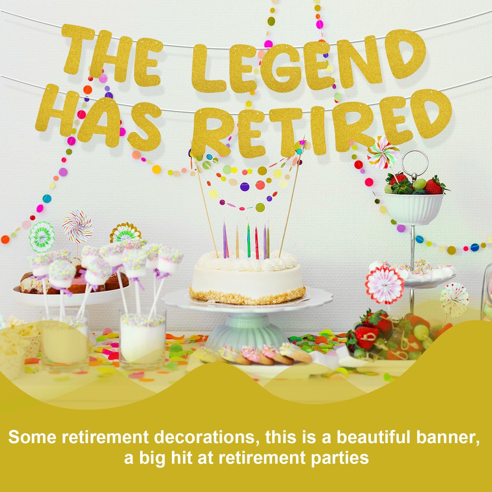 NQEUEPN The Legend Has Retired Banner, Happy Retirement Banner Joyful Retirement Party Favors Pre-Strung Retirement Celebration Supplies and Gifts for Men Women (Gold)