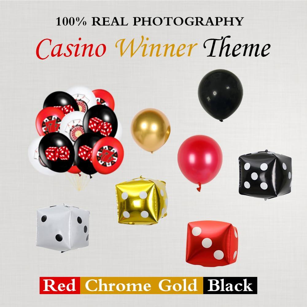 LOHO MAGICA 123 PCS Casino Theme Balloon Garland Arch Kit with Game Night Poker Card Latex Balloon for Casino Royale Birthday Las Vegas Night Hollywood Theme Party Decorations