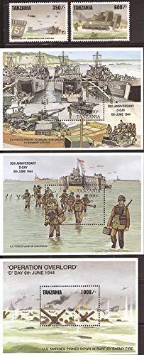 Tanzania Post WD09/28/20-Tanzania - 1994 D-Day - 2 Stamp Set, 3 6 Stamp Sheets, 3 Souvenir Sheets #1271-8