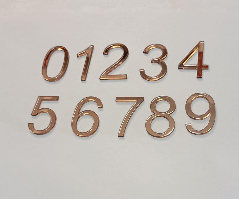 Yuxuanish Rose Gold Mirror Acrylic Numbers 0-9,Wedding Table Numbers,DIY Acrylic Cake topper Numbers
