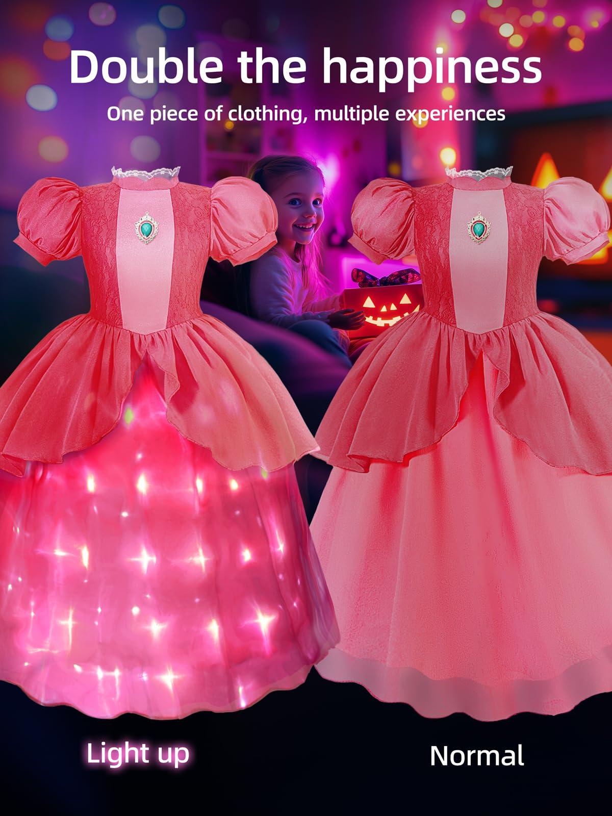 UPORPOR UPORPOR Princess Dresses Girls Halloween Costume for Girls Toddler Pink Princess Dress up Clothes, Light Lining, 2-3 Years Old