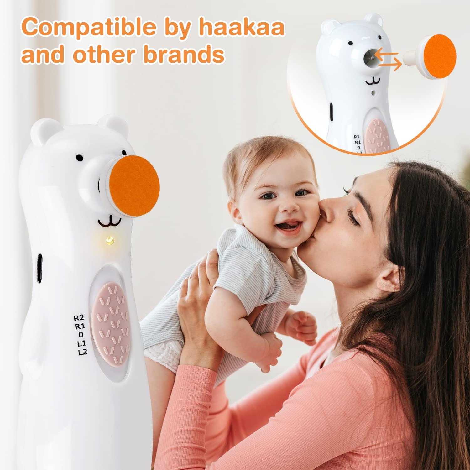 haakaa haakaa Electric Nail Trimmer Replacement Pads Baby Nail Trimmer Heads for Standard Baby Nail File, Suitable for 12+Months, Orange