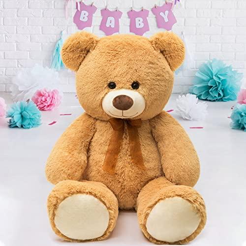 DOLDOA DOLDOA Giant Teddy Bear Soft Stuffed Animals Plush Big Bear Toy for Kids, Girlfriend 35.4 inch (Tan)
