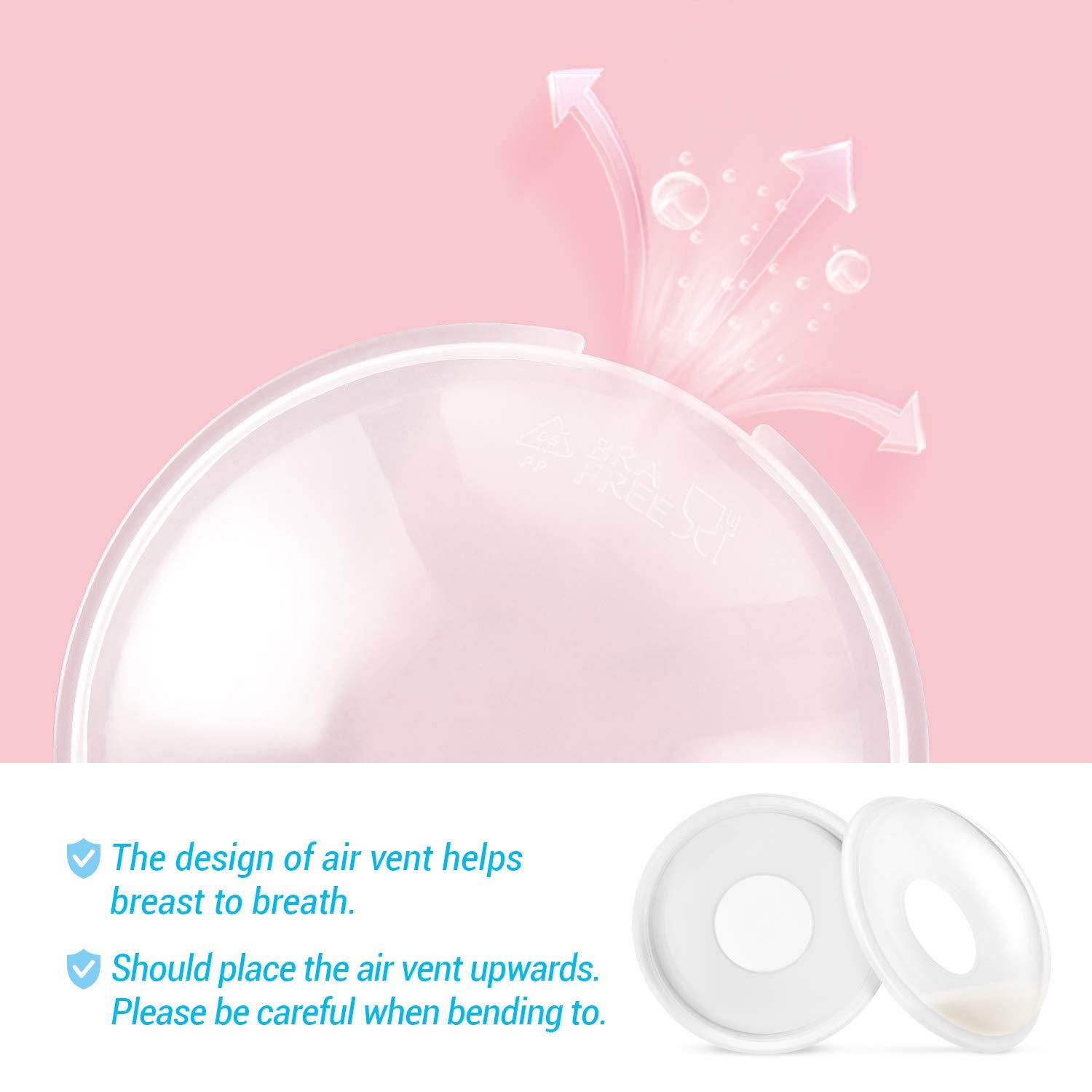 Babebay Breast Shells, 4 Pack Nursing Cups, Milk Saver, Protect Sore Nipples for Breastfeeding, Collect Breastmilk Leaks for Nursing Moms, Soft and Flexible Silicone Material, Reusable