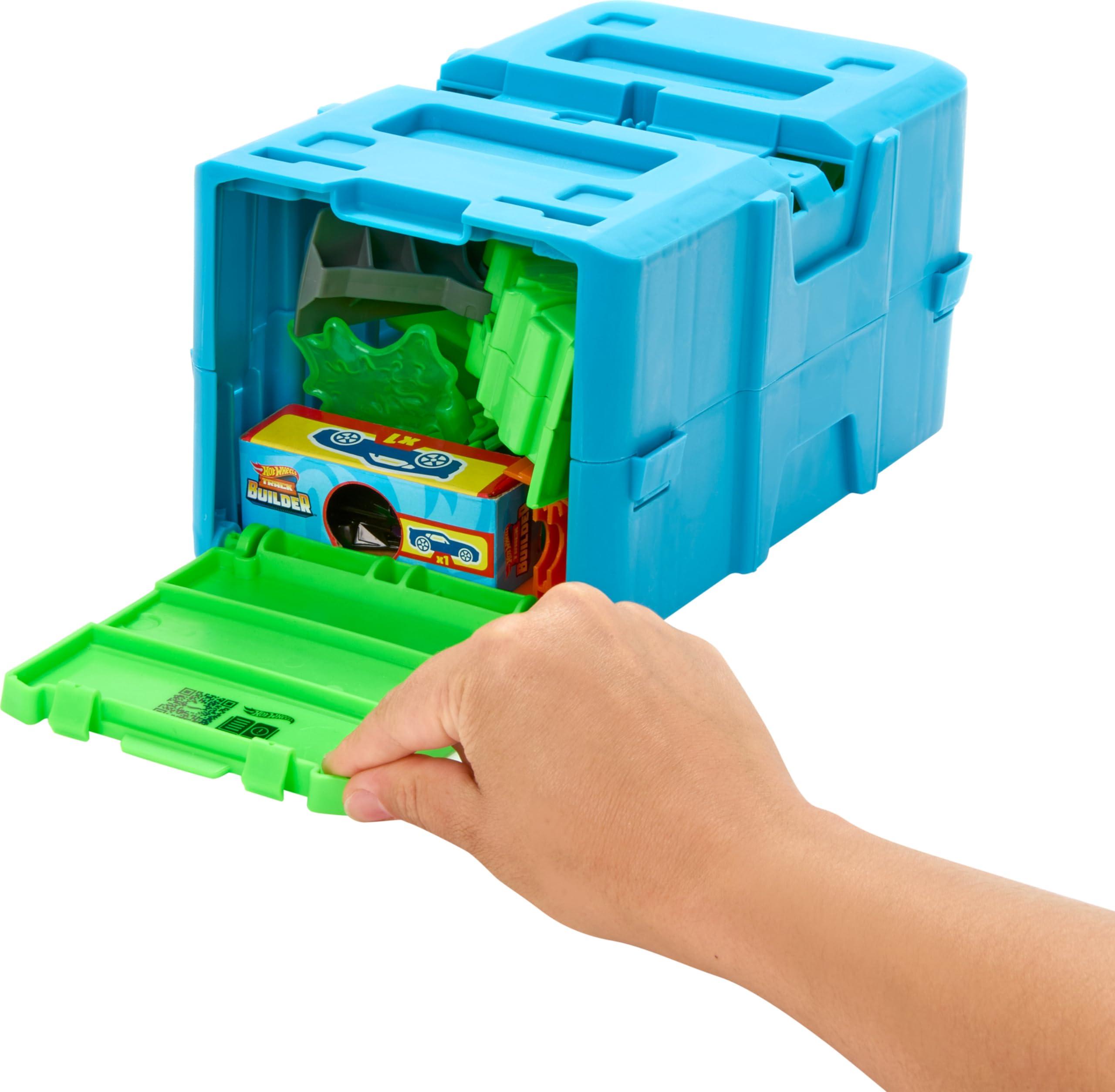 Hot Wheels Hot Wheels Toy Car Track Set, Track Builder Toxic Super Jump Playset with 1:64 Scale Vehicle & 10 Component Parts in Modular Storage Box