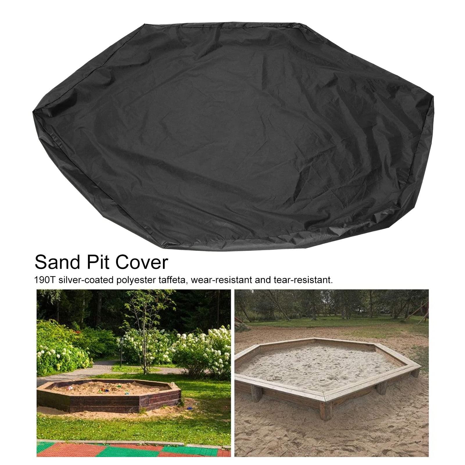 PAOORTS PAOORTS Sandbox Cover, Hexago n Sandpit Sand Toys Cover, Protective Cover for Sandpit Canopy Sand Toys, Waterproof Pool Cover with Drawstring for Outdoor(Black)