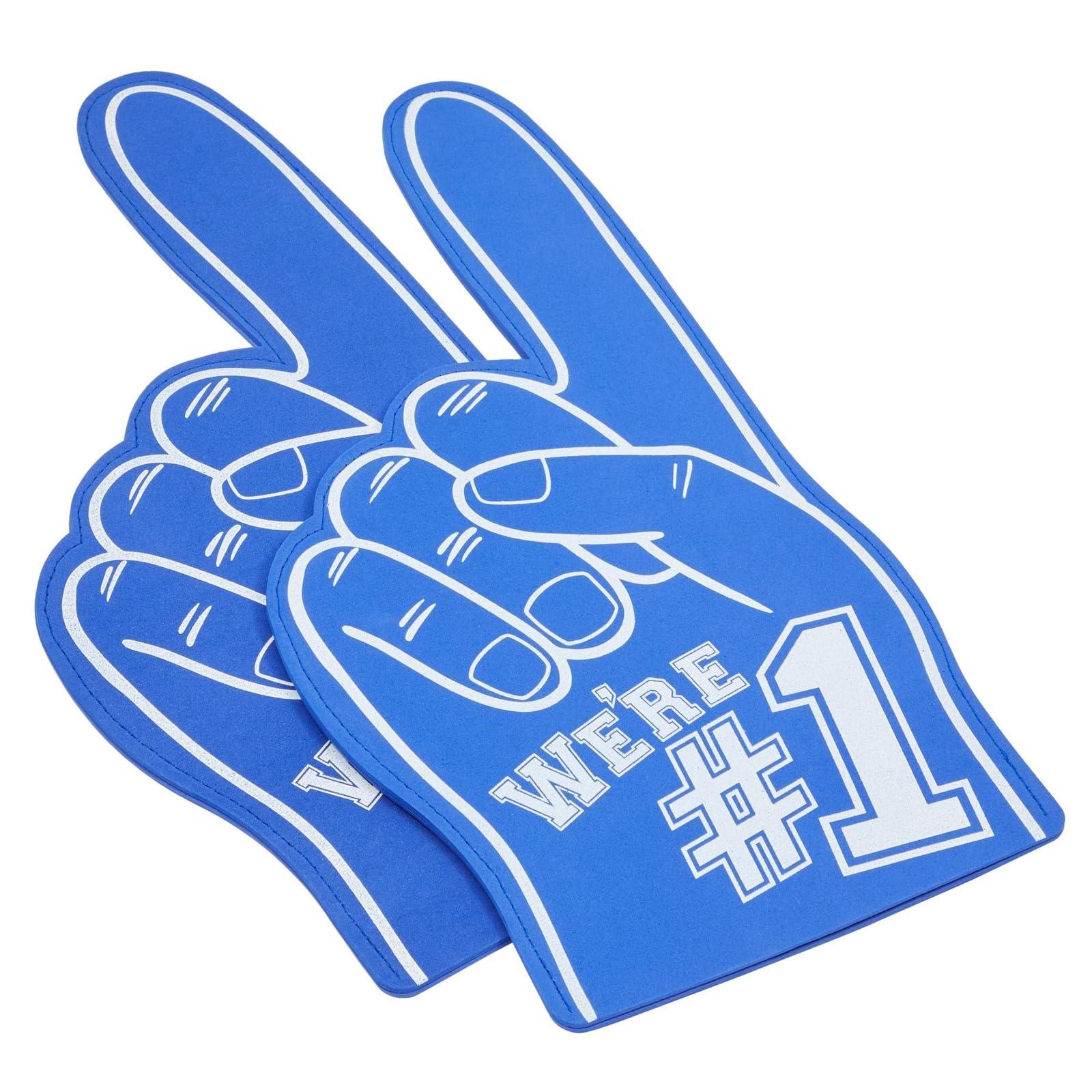Okuna Outpost Okuna Outpost 2 Pack Blue Foam Fingers #1, It\'s Goin\' Down for Sports Fan Accessories, Cheering, Party Favors, 17.5 Inch Giant Foam Hand