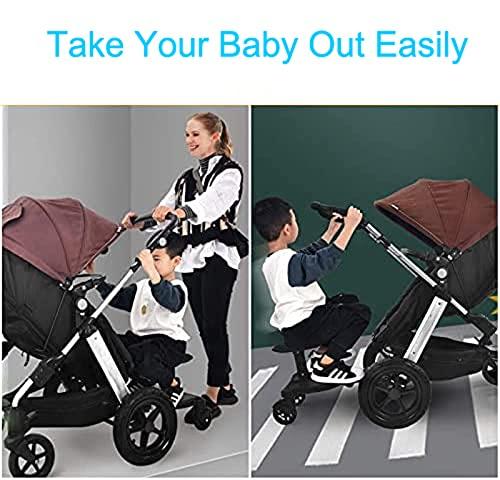 Leefngsun Universal Stroller Board Buggy Board with Detachable Seat, Stroller Glider Board Suitable for Most Brands of Strollers, Stroller Standing Board, Holds Children Up to 55lbs (Black)