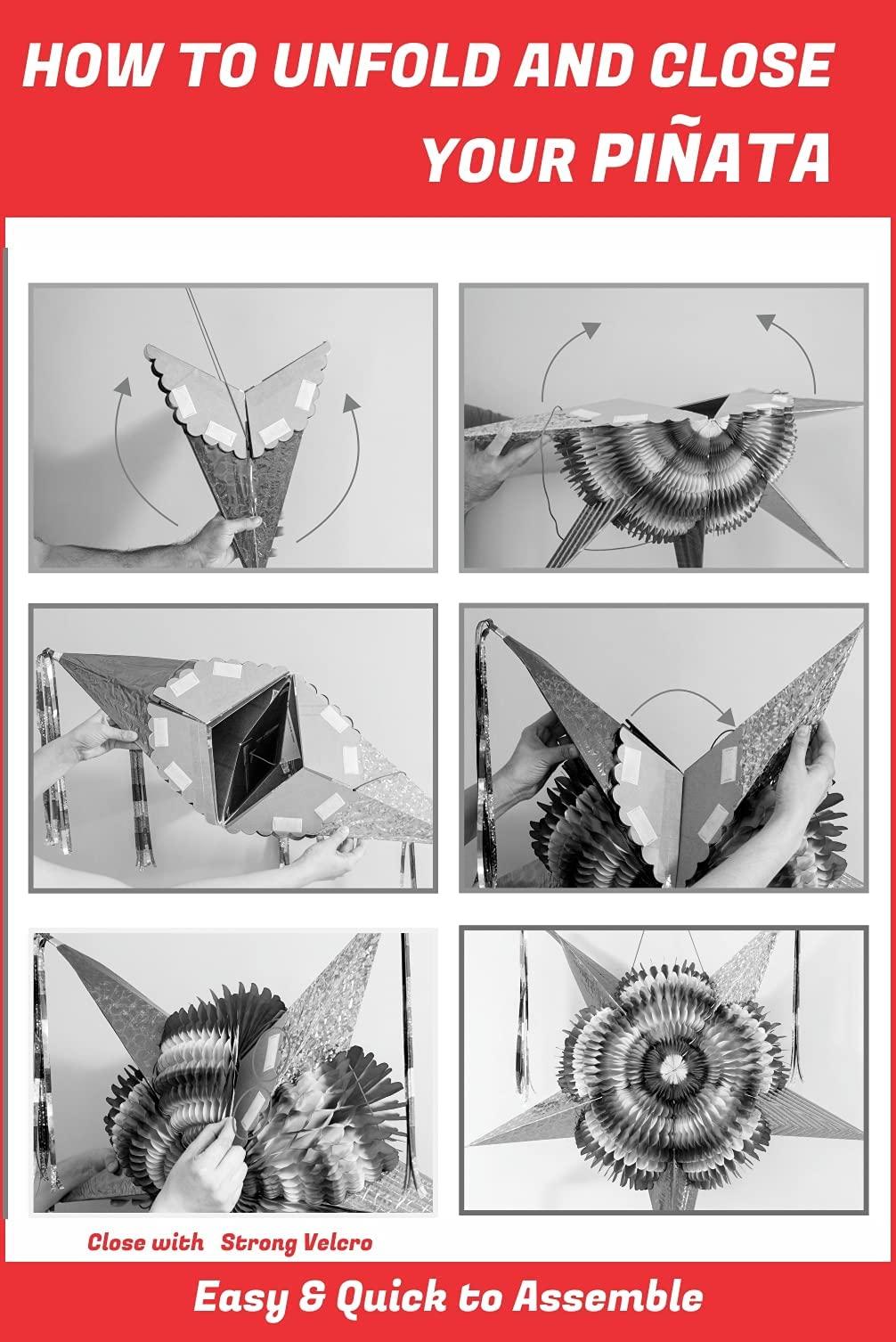 Celly Party Giant Extra Large Pinata,52 Inch Large Really Big Star Piata Mexicana, Dia de Los Muertos,Huge Colorful Foldable Pinata