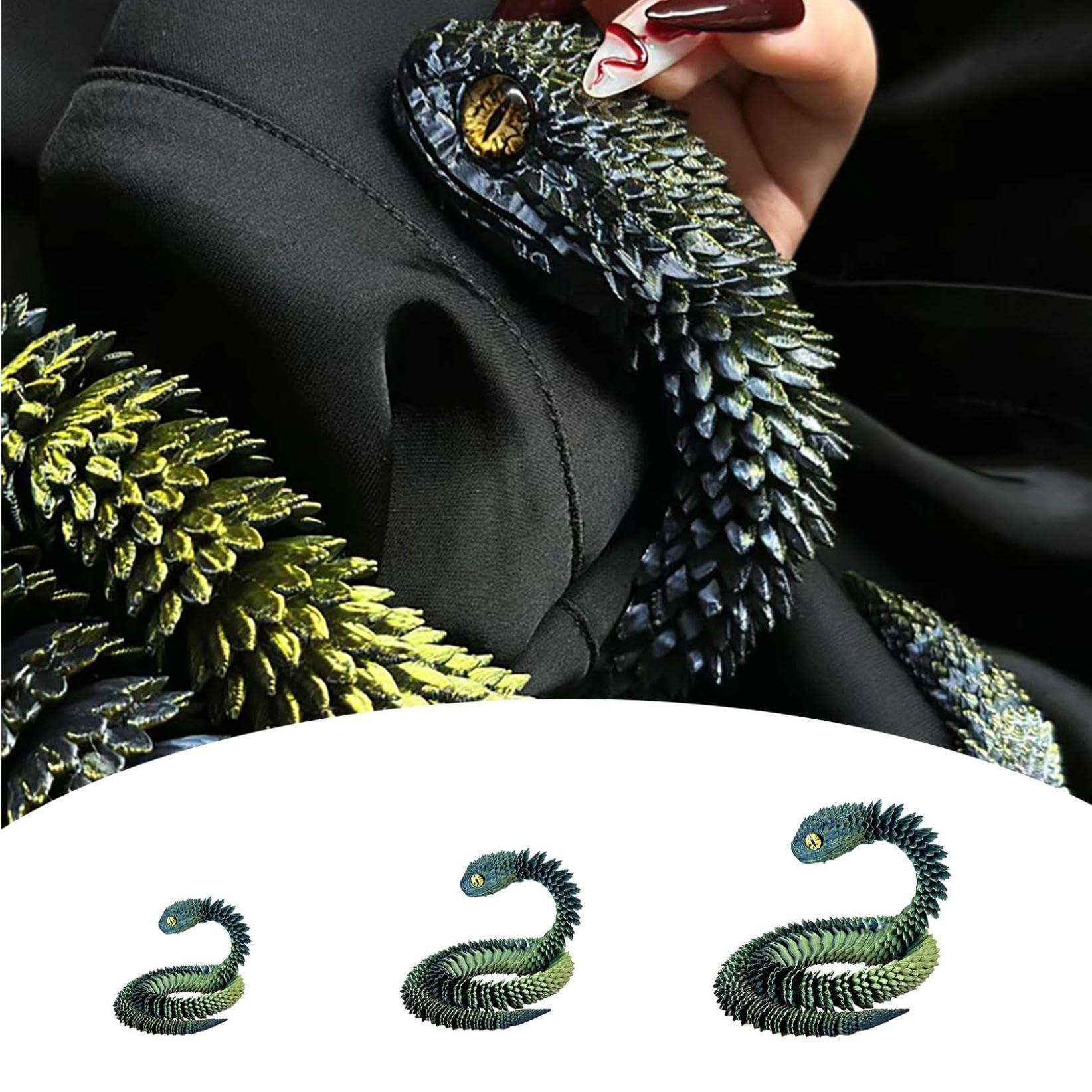 Waycin 3D Printed Animals Set 3D Printed Snake Toys 3D Printed Articulated Flexible Fidget Toy 3D Printed Animals Exquisite Cute Pet Toy Adults Fidget Toys 3D Printed Animal Figurine Fidget Toy (ColorK 30cm)