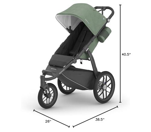 UPPAbaby UPPAbaby Ridge Jogging Stroller/Durable Performance Jogger with Never-Flat Tires/Built for Walking, Running, Hiking/Water Bottle Holder & Basket Cover Included/Gwen (Green Mlange/Carbon Frame)