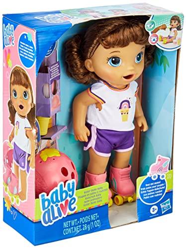 Baby Alive Baby Alive: Roller Skate Baby 14-Inch Doll Brown Hair, Blue Eyes Kids Toy for Boys and Girls