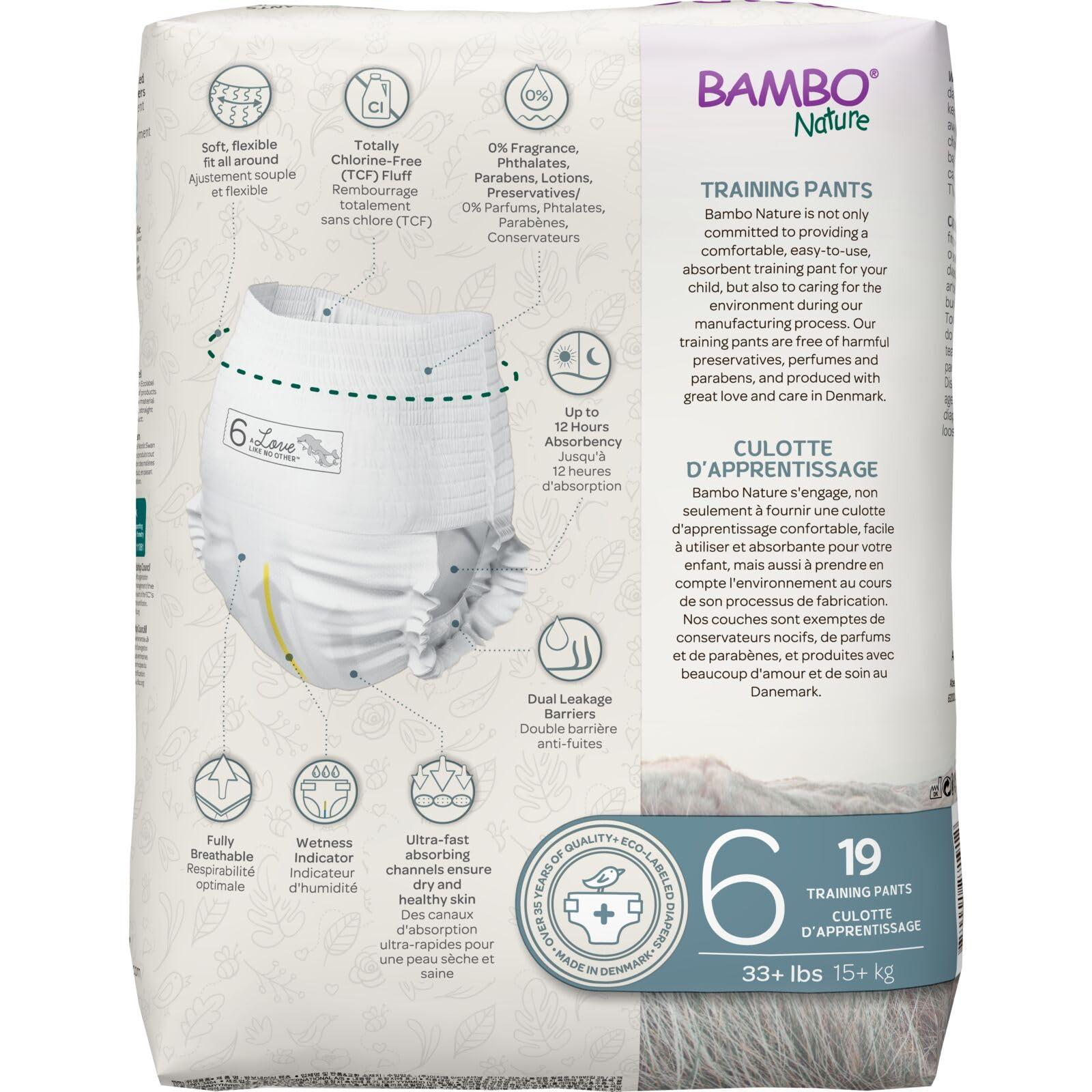 Bambo Nature Bambo Nature Hypoallergenic Training Pants, Premium Eco-Labeled Training Pants, Totally Chlorine-Free, Skin Friendly - Size 6 (38 Count)