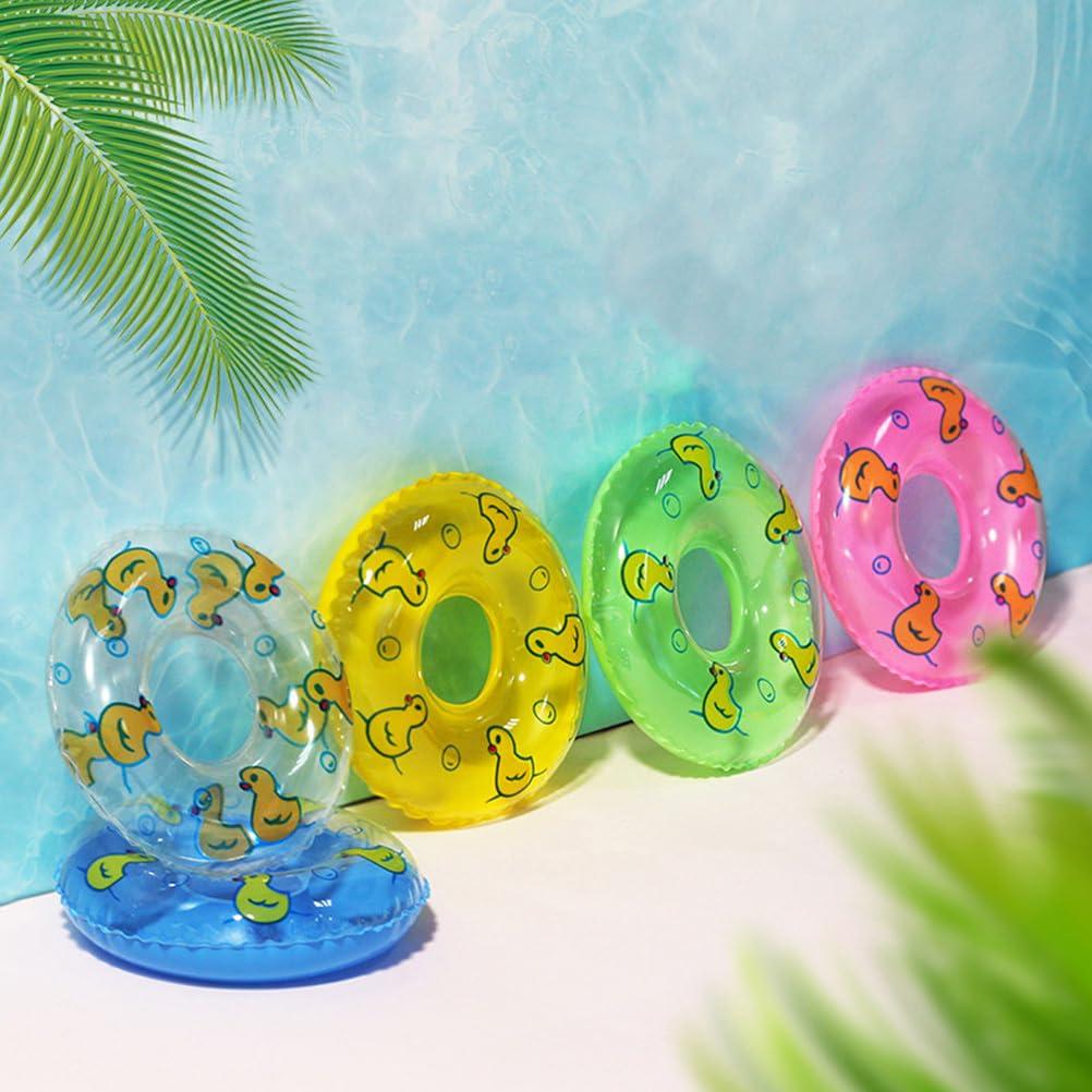 Amosfun Amosfun 10Pcs Duckling Swimming Ring House Decor car Accessories Mini Inflatable Swim Rings Mini Rubber Ducks Small Rubber Ducks Tiny Swim Ring Mini Swim Ring Ornaments Swim Ring Plaything