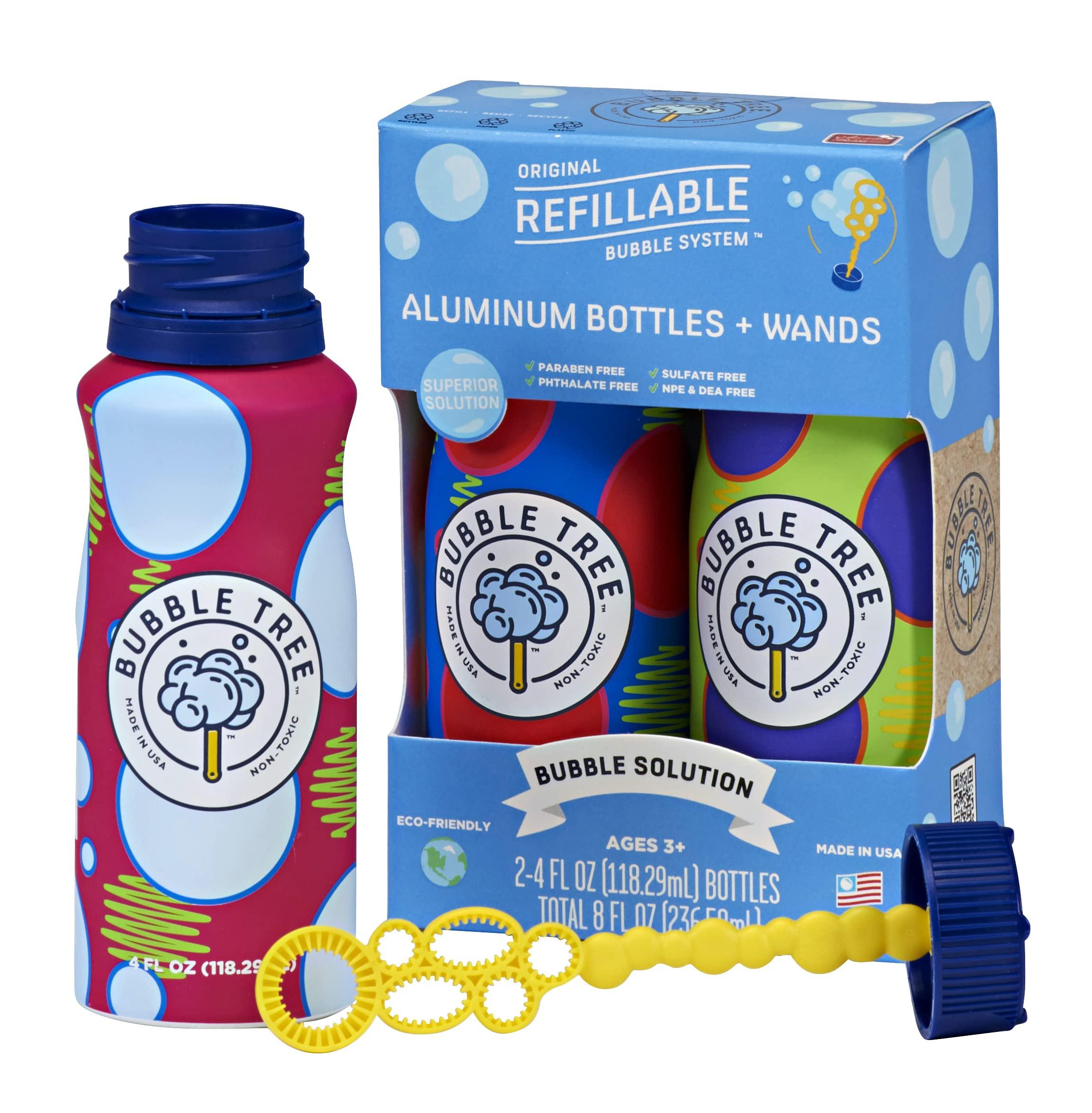 Bubble Tree Sustainable Bubble Tree Original Refillable Bubble System Aluminum Bottles (2 Pack of Bubble Solution Made in The USA)
