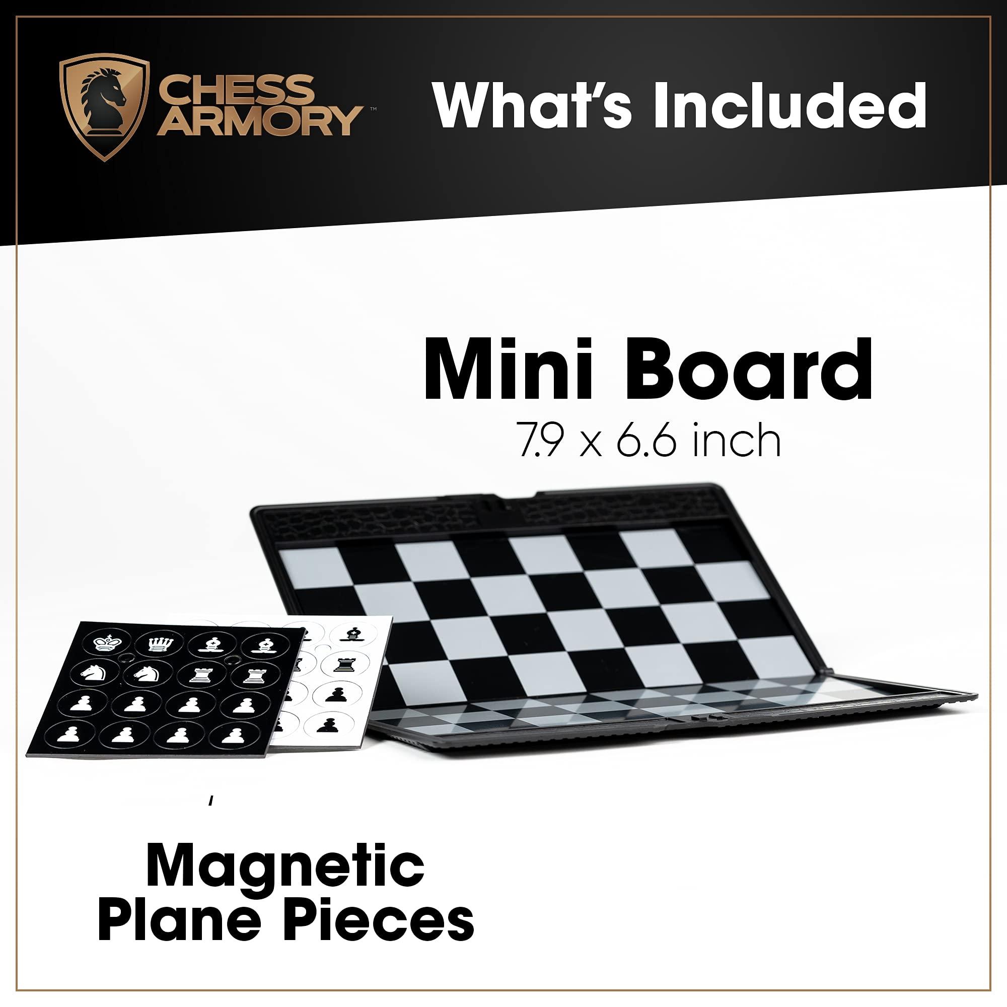 Chess Armory Chess Armory Pocket Chess Set - Portable Mini Chess Set for Adults and Youth - Mini Chess Board to Take Anywhere for an Unforgettable, Mind-Sharpening Chess Game