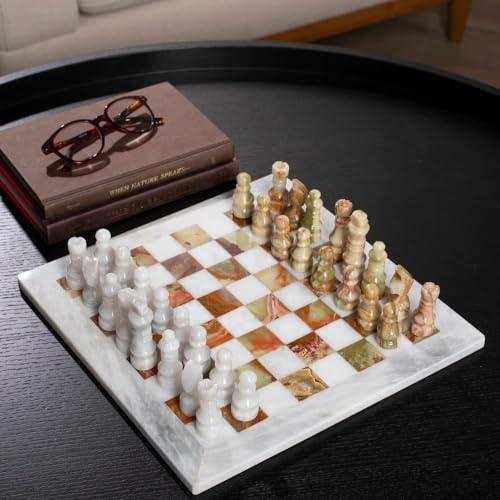 KALIFANO KALIFANO - Green Onyx Chess Set, Unearthed and Hand-carved in Pakistan, Timeless, Unique, and Elegant Decor Accent, Chess Board, Office or Home Decor