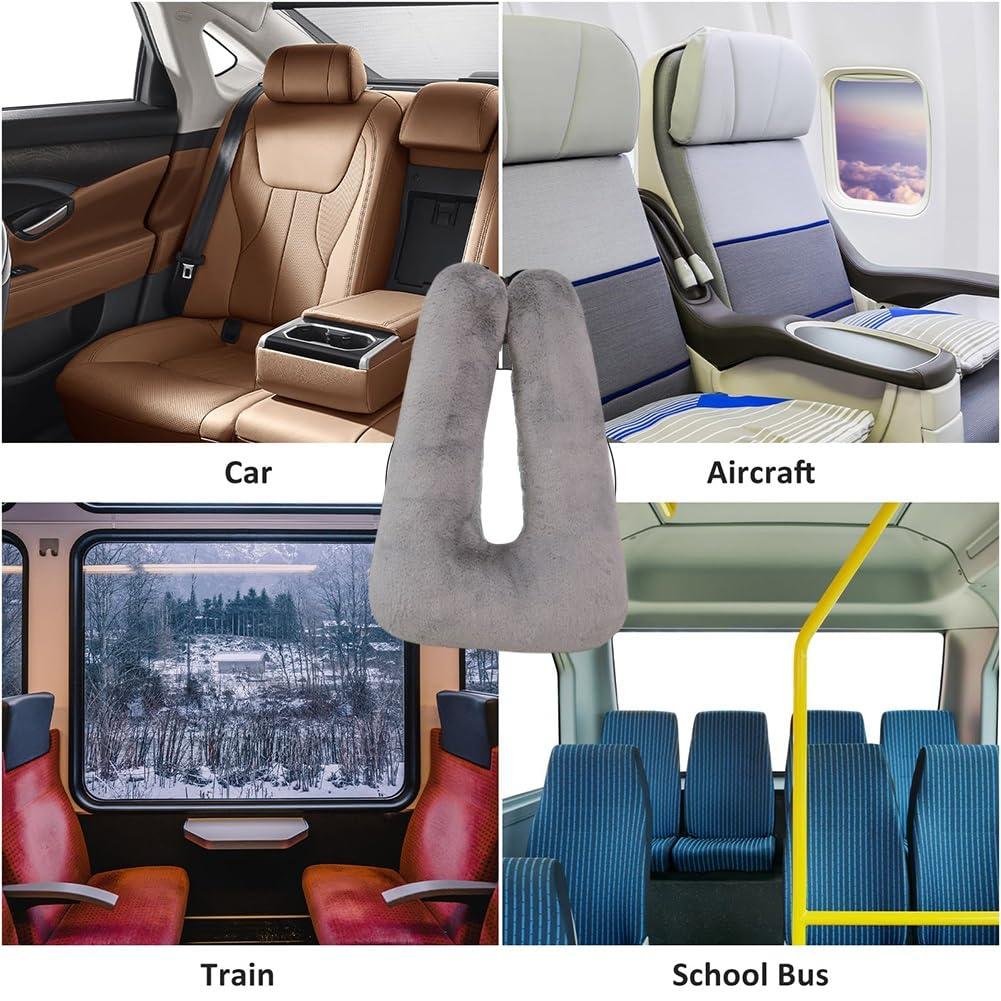 Ztaovn Traveling Car Pillow for Sleeping, Road Trip Pillow, Booster Seat Pillow, Kids Carseat Pillows, Pillow for Car Seat Toddler, Roadtrip Pillow, Removable U Shaped Reading Pillows for Airplane(Rose Purpl