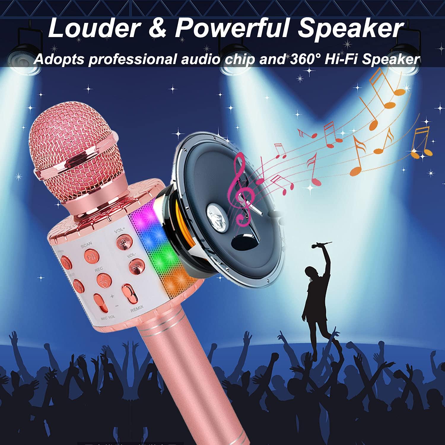 ZZLWAN Bluetooth Karaoke Microphone Wireless: Karaoke Mic with Led Lights for Adults Kids Singing - Perfect Toys for Girls Birthday Gifts