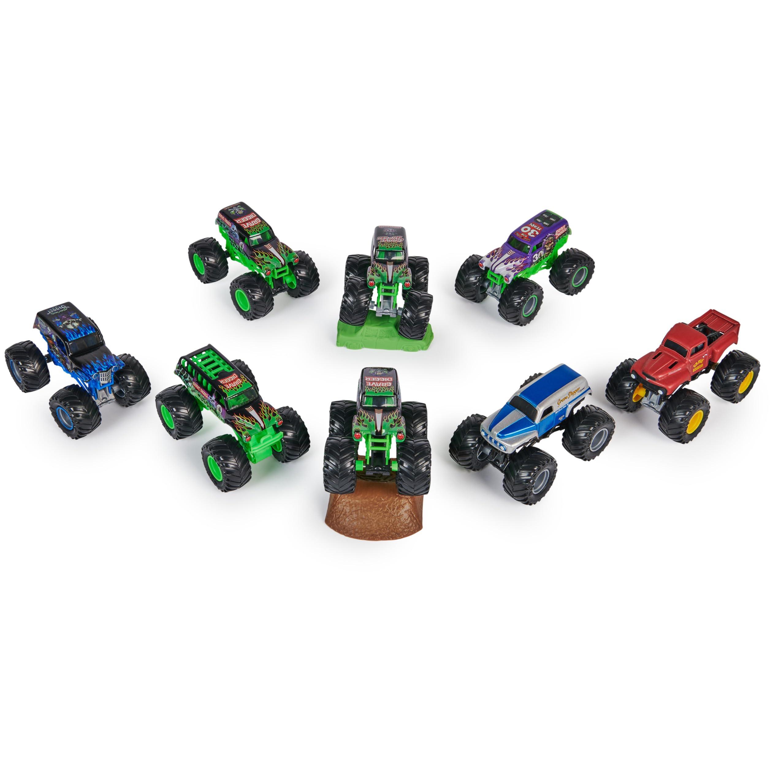 Monster Jam Monster Jam, Grave Digger 40th Anniversary 8-Pack Monster Trucks with Bonus Accessories, 1:64 Scale, Kids Toys for Boys and Girls 3 and up