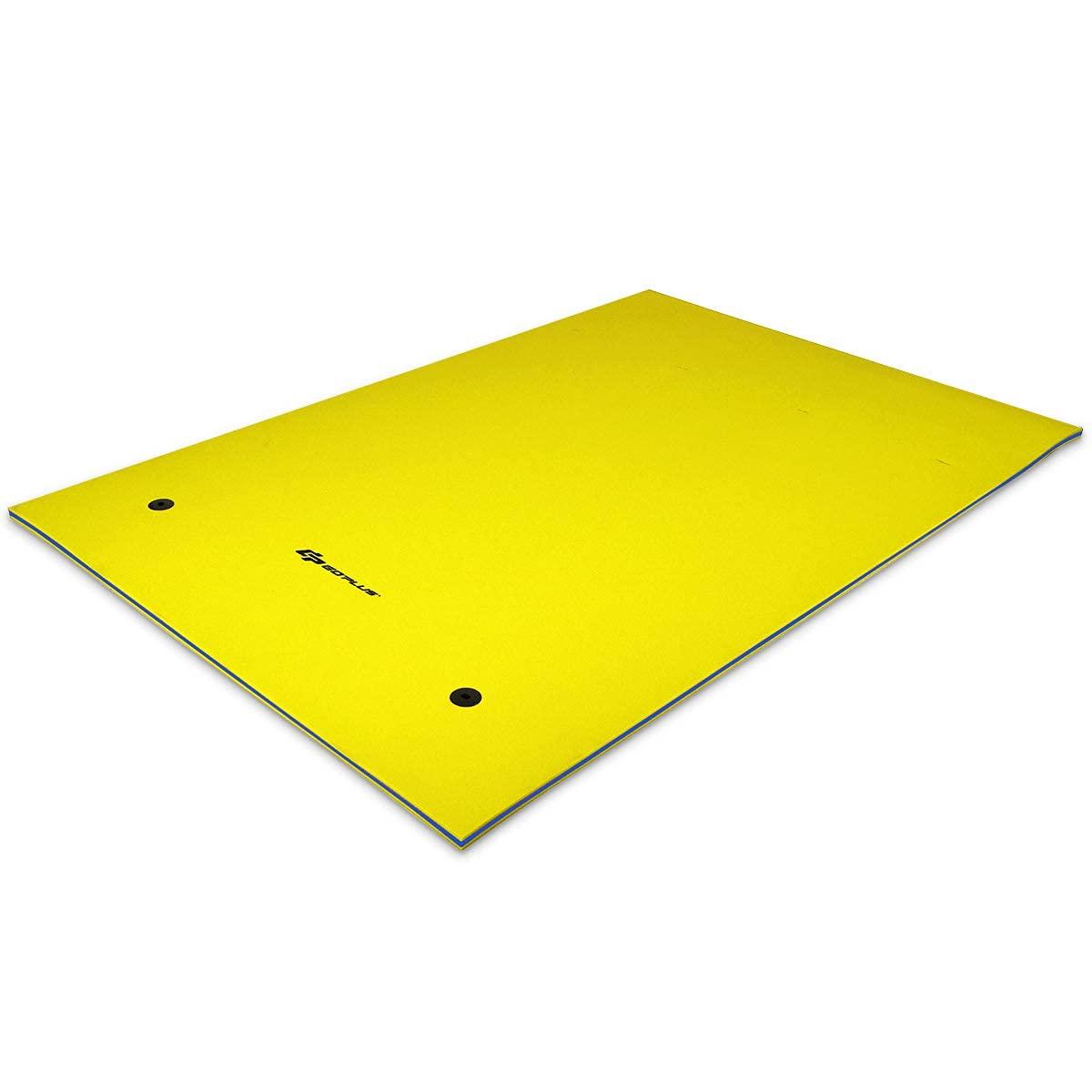 GLACER GLACER 9 x 6 feet Floating Water Mat, 3 Layer Tear-Resistant XPE Foam, Durable Floating Water Pad for Water Recreation and Relaxation, Floating Mat for Pools, Lakes or Beaches (Yellow)