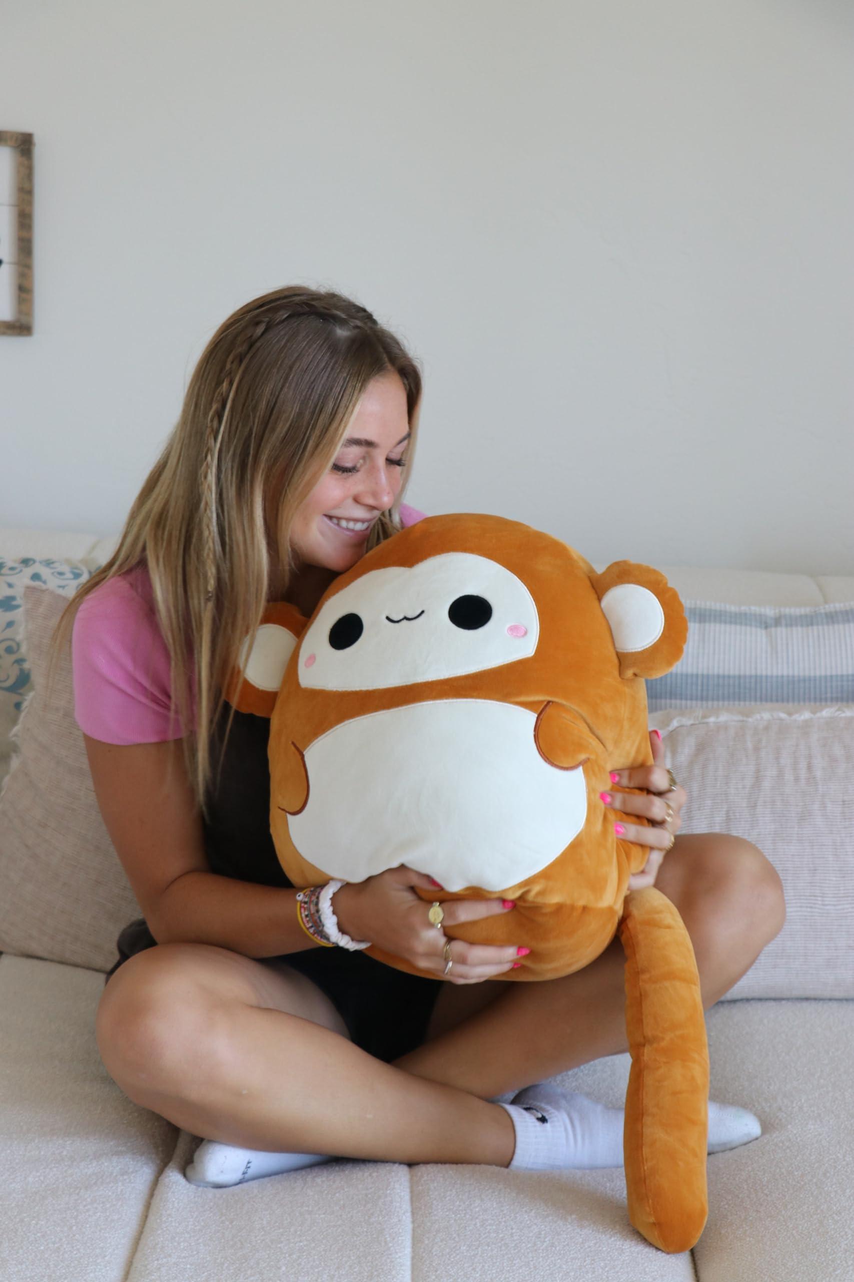 Snuggaboos Snuggaboos Jumbo 17 Inch Mia The Monkey Plush Squish Pillow Original: Super Soft Cute Stuffed Animal Toy with Extra Long Tail - Perfect Plushie Gift for Kids, Adults and Baby