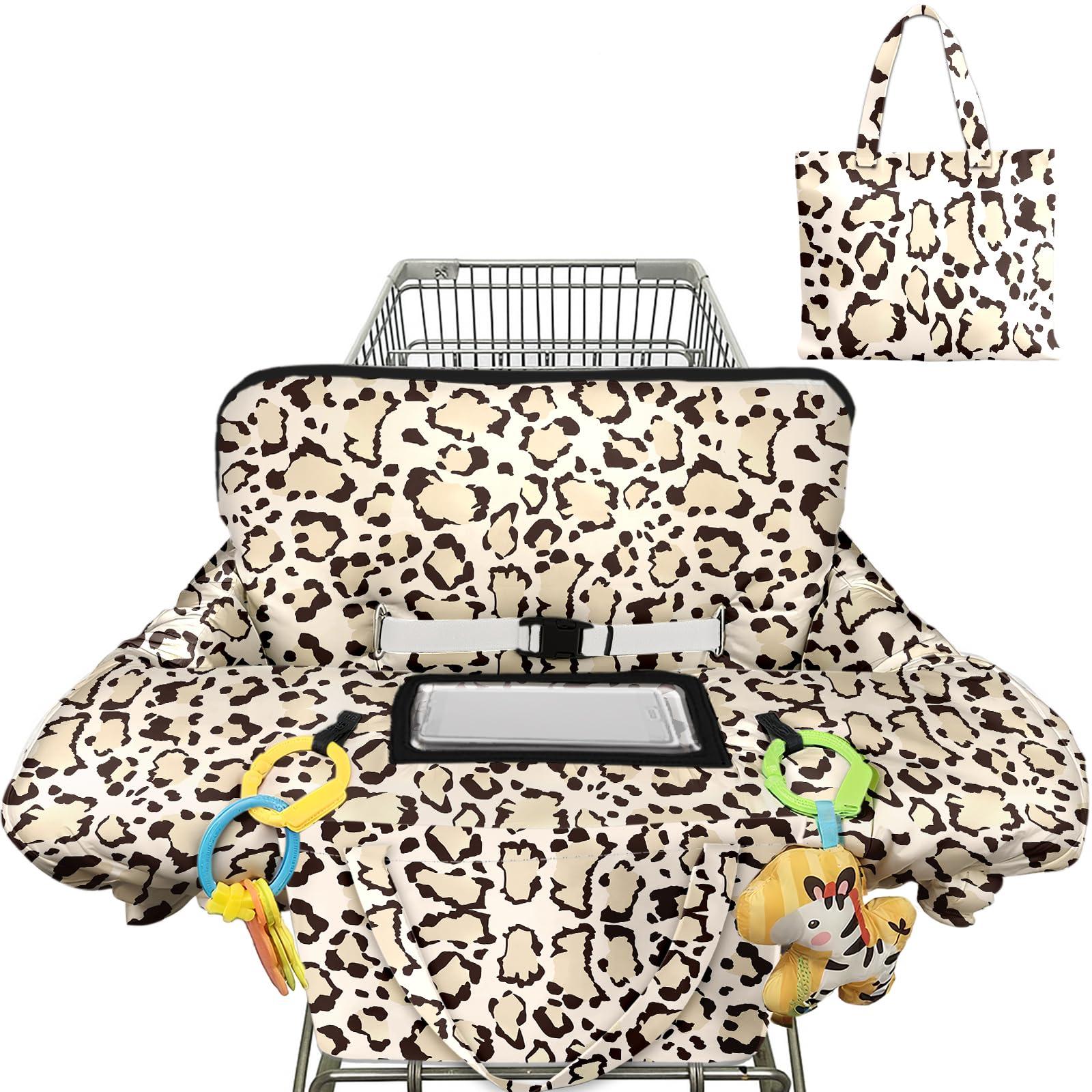 Polovillae Polovillae Shopping Cart Cover for Baby 2-in-1 High Chair Cover with Safety Harness Multifunctional Grey Pattern Cart Covers for Babies Soft Padded Grocery Cart Cover for Baby Boy Girl