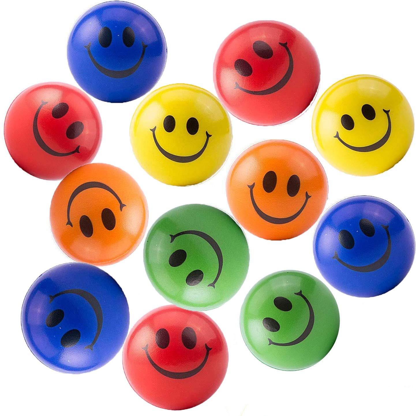 Akusety Akusety Neon Colored Smile Funny Face Stress Ball - Happy Smile Face Squishies Toys Stress Balls Bulk Pack of 12 Relaxable 2.5" Stress Relief Smile Squeeze Balls Fun Toys