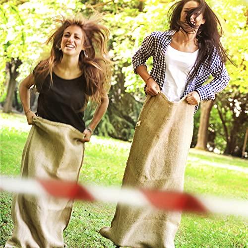 Xlong 18 PCS Large Burlap Potato Sack Race Bags,24\"x40\" Sack Race Burlap Bags 4 Pack,Outdoor Games for Kids Adults,3 Legged Race Bands,Fun for 4th of July BBQ,Birthday Party Family Reunion Games