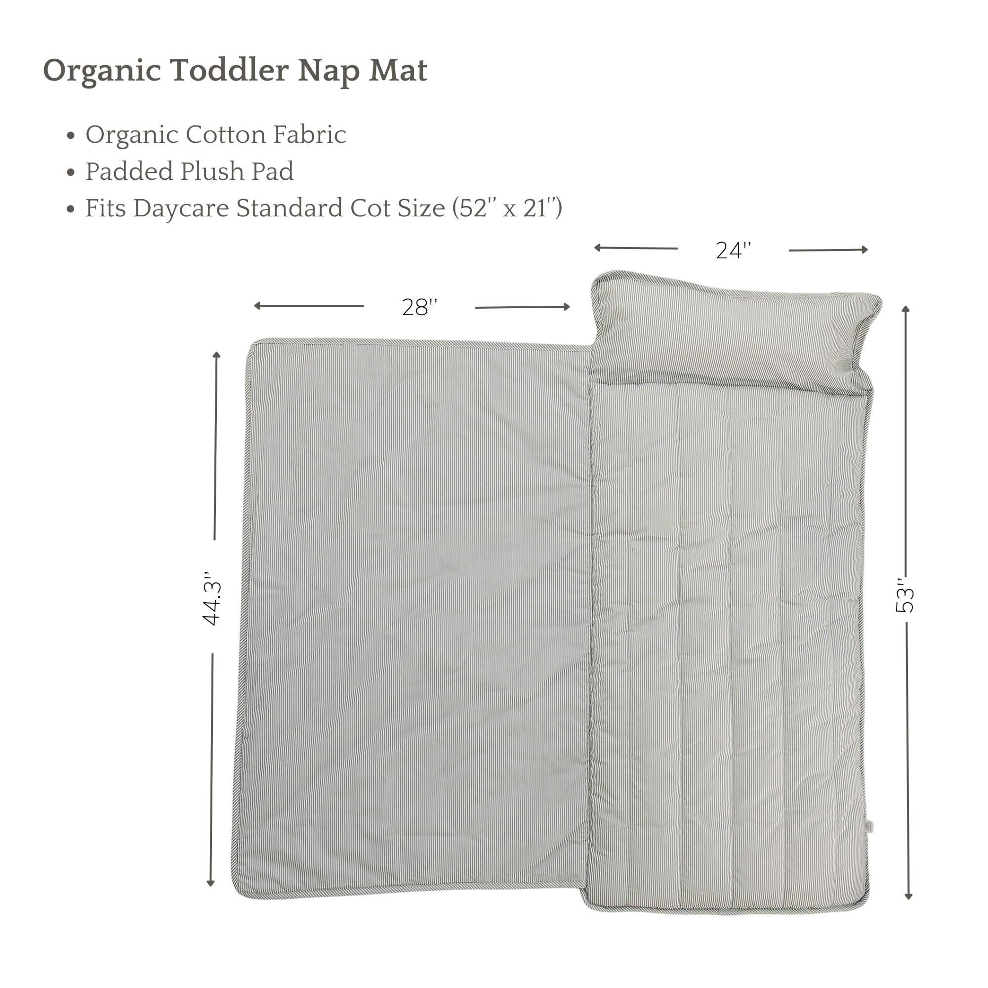 bloomere Bloomere Organic Toddler Nap Mat 100% Cotton Kids Sleeping Mat & Detachable Pillow Sleeping Bag with Soft 1.5 Pad Washable Travel Essentials Ideal Nap Mat for Daycare, Preschool, & Sleepovers