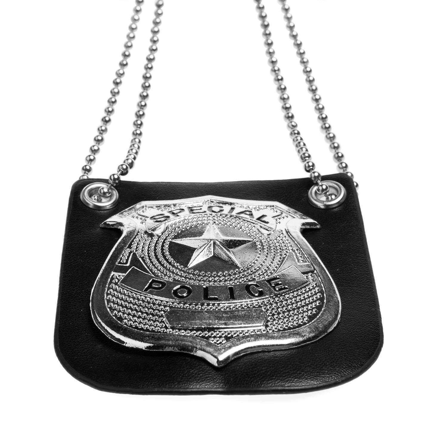 Joy Join Joy Join Kids Police dress up Accessories Pretend Play Special Police Badge with Chain(Black)