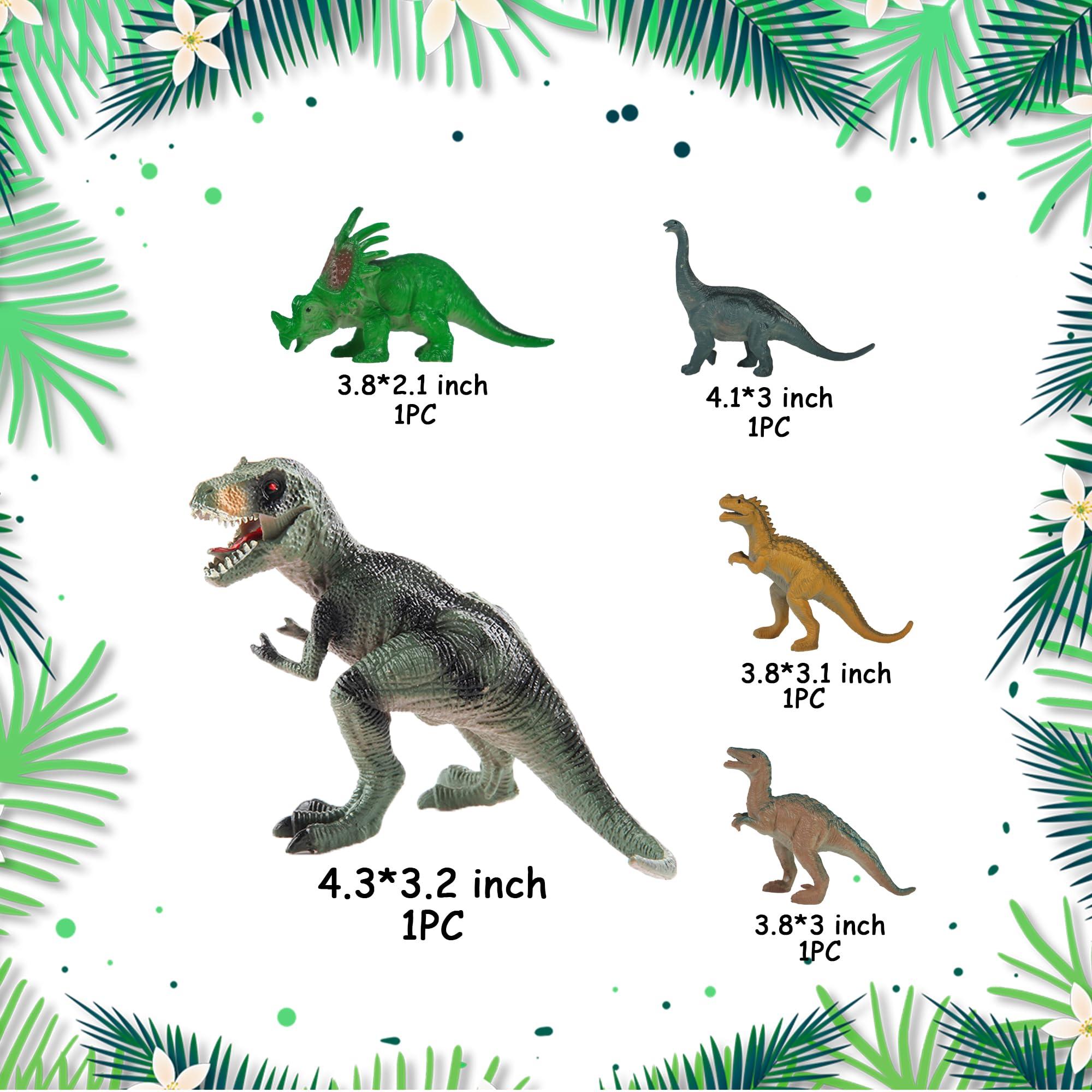 DRWATE 19 PCS Dinosaur Cake Toppers With Dinosaur Eggs Leaves Trees Cake Decorations For Birthday Party Dinosaur Themed Party Wild Animals Party Kids Party Cake Decorationstype1