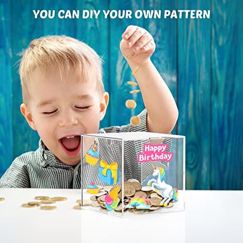 SAFIGLE SAFIGLE Clear Piggy Bank Acrylic Money Bank Transparent Coins Saving Pot Cash Container Box Coin Jar for Adults Kids Birthday Gifts Decoration 12cm