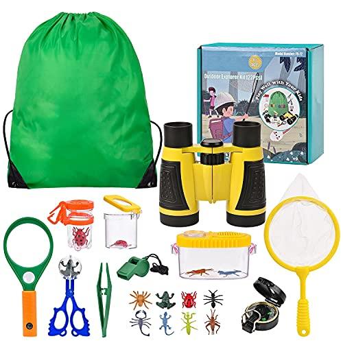 kizplays Outdoor Explorer Kit Gifts Toys,Kids Binoculars Set,Outdoor Exploration Set,Best for 8+ Year Old Boy and Girl,Kids Adventure Kit,Children Outdoor Educational Kit(22 PCS)
