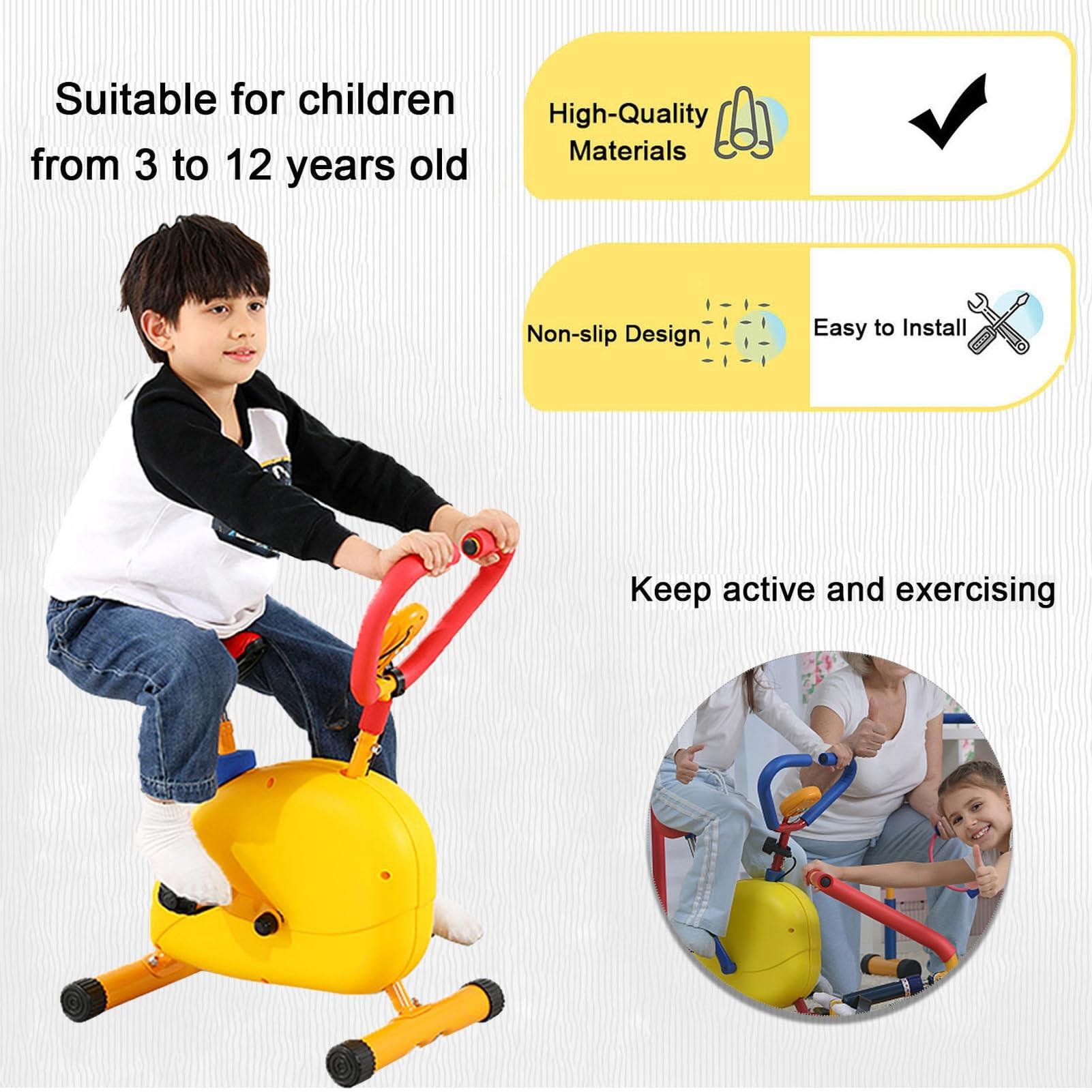 QBDGXFC Children's Fitness Exercise Equipment, Kids Fitness Workout Exercise Toys, Exercise Kids Stationary Bike, Fitness Exercise Equipment for Boys and Girls 3-12 Year Old