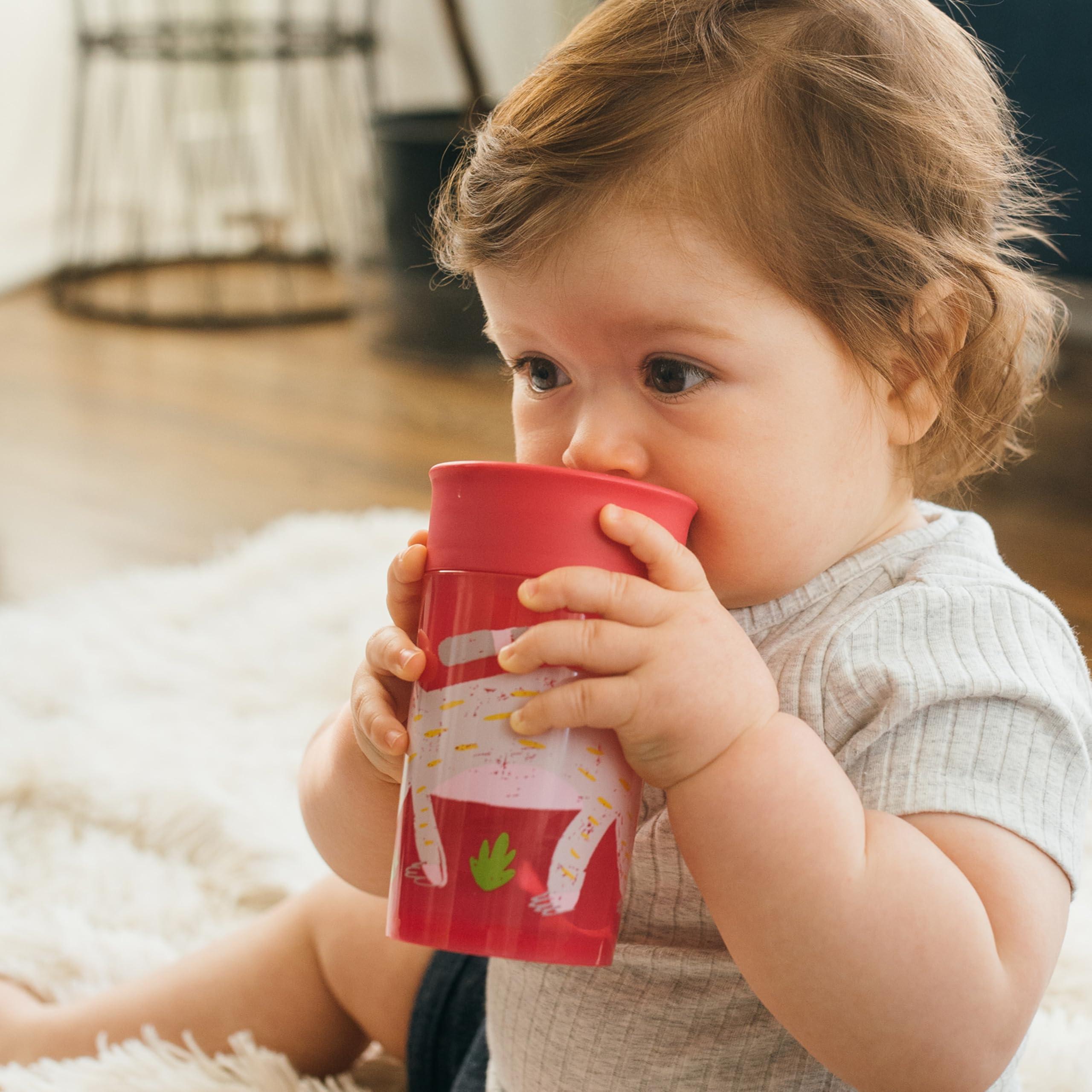 Dr. Brown\'s Dr. Brown's Milestones Cheers 360 Training Cup for Toddlers & Babies, Leak-Free Sippy Cup, Pink/Turq Spoutless Transition Travel Friendly Cup