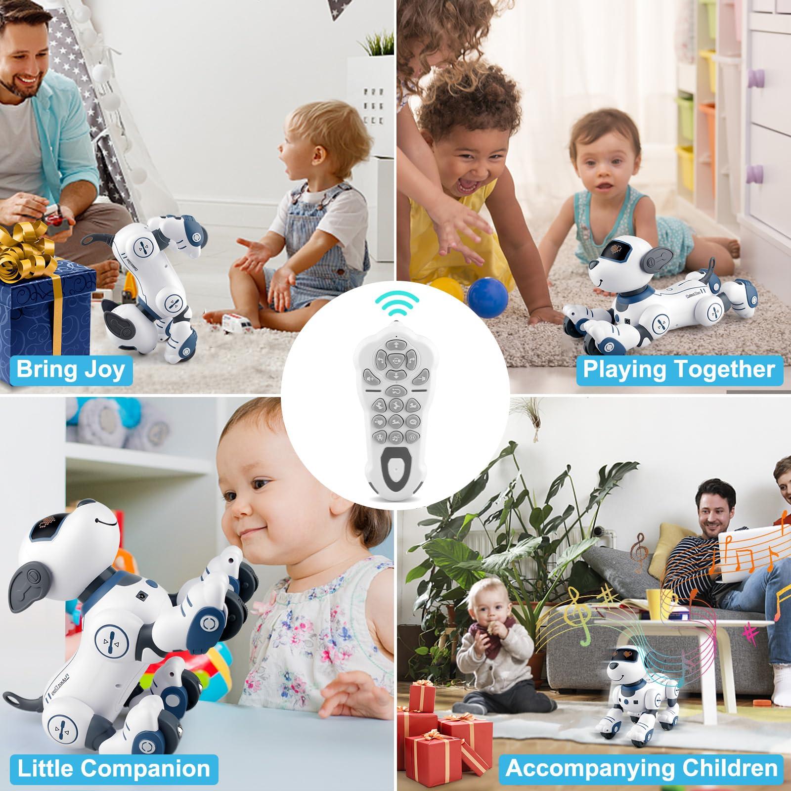 Katouigb Remote Control Robot Dog Toys, Programmable Robotic Puppy for Kids, Interactive Remote Control Dog, Singing Dancing Stunt Robotic Dog Gift for Birthday