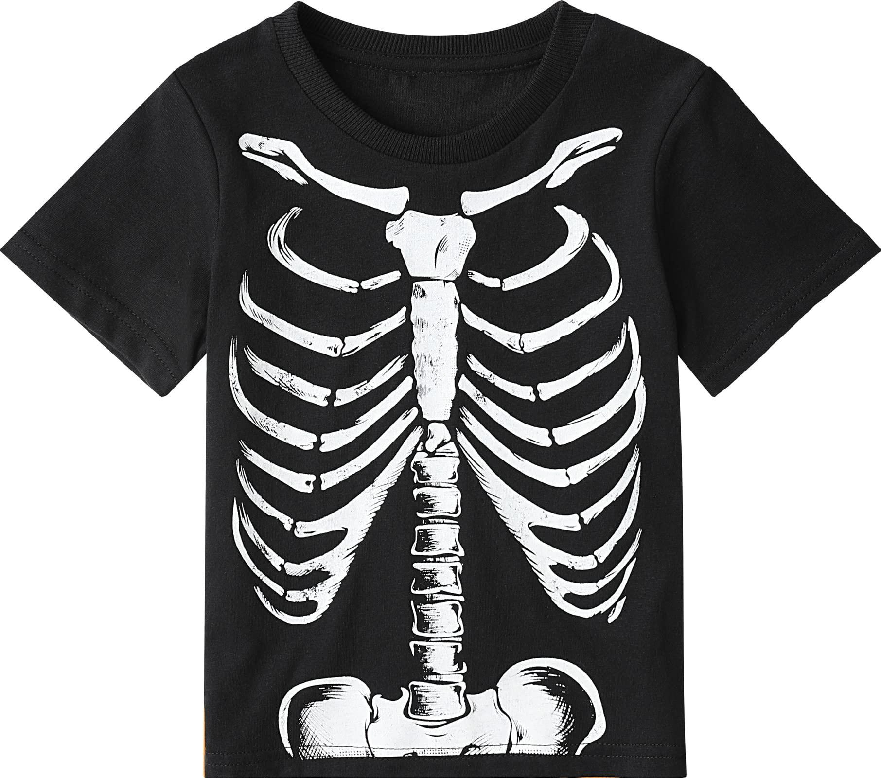 COSLAND COSLAND Toddler Skeleton Shirt Little Boys Halloween Costume, Black, 2T